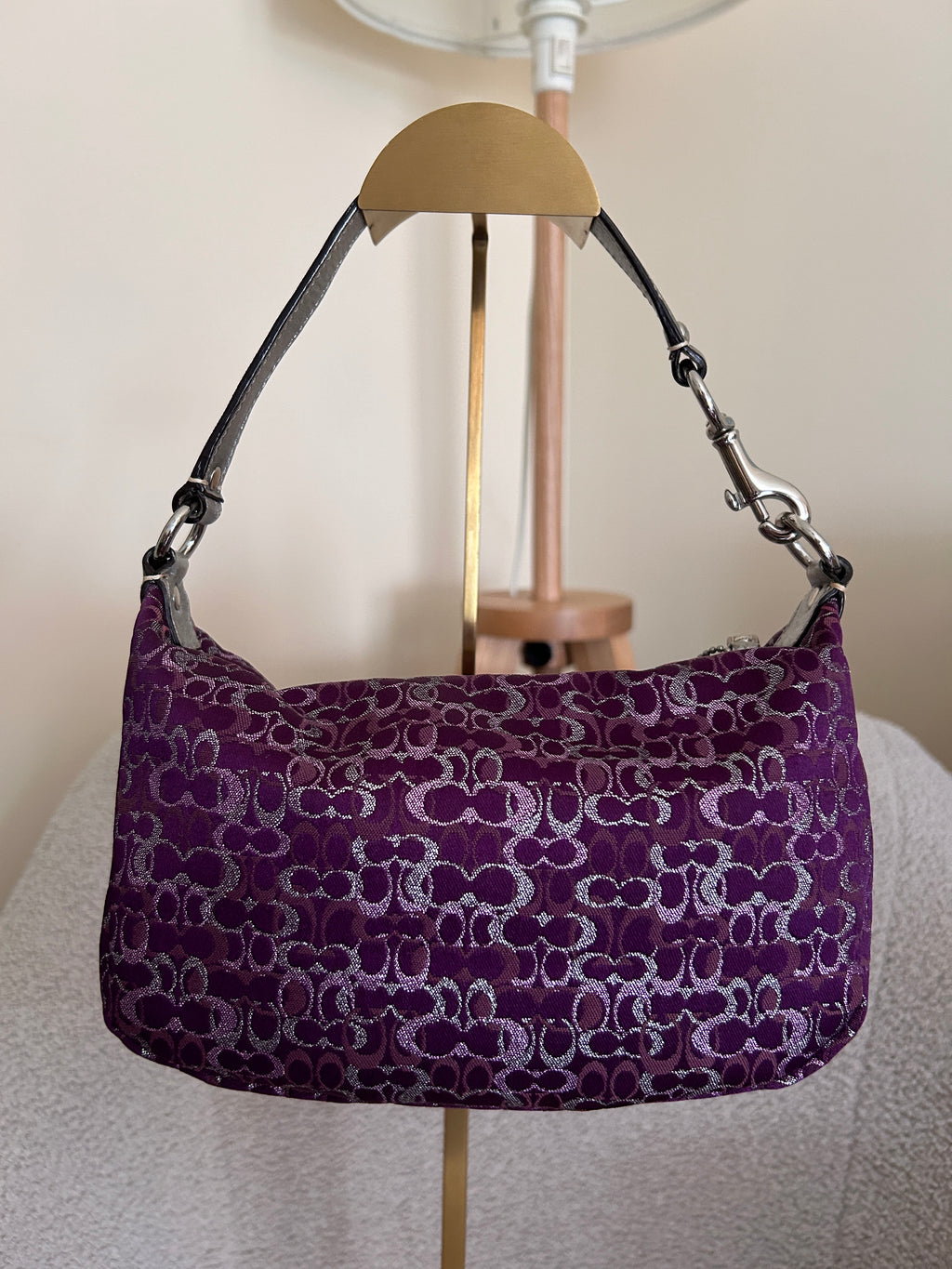 Vintage Coach purple and silver mini handbag