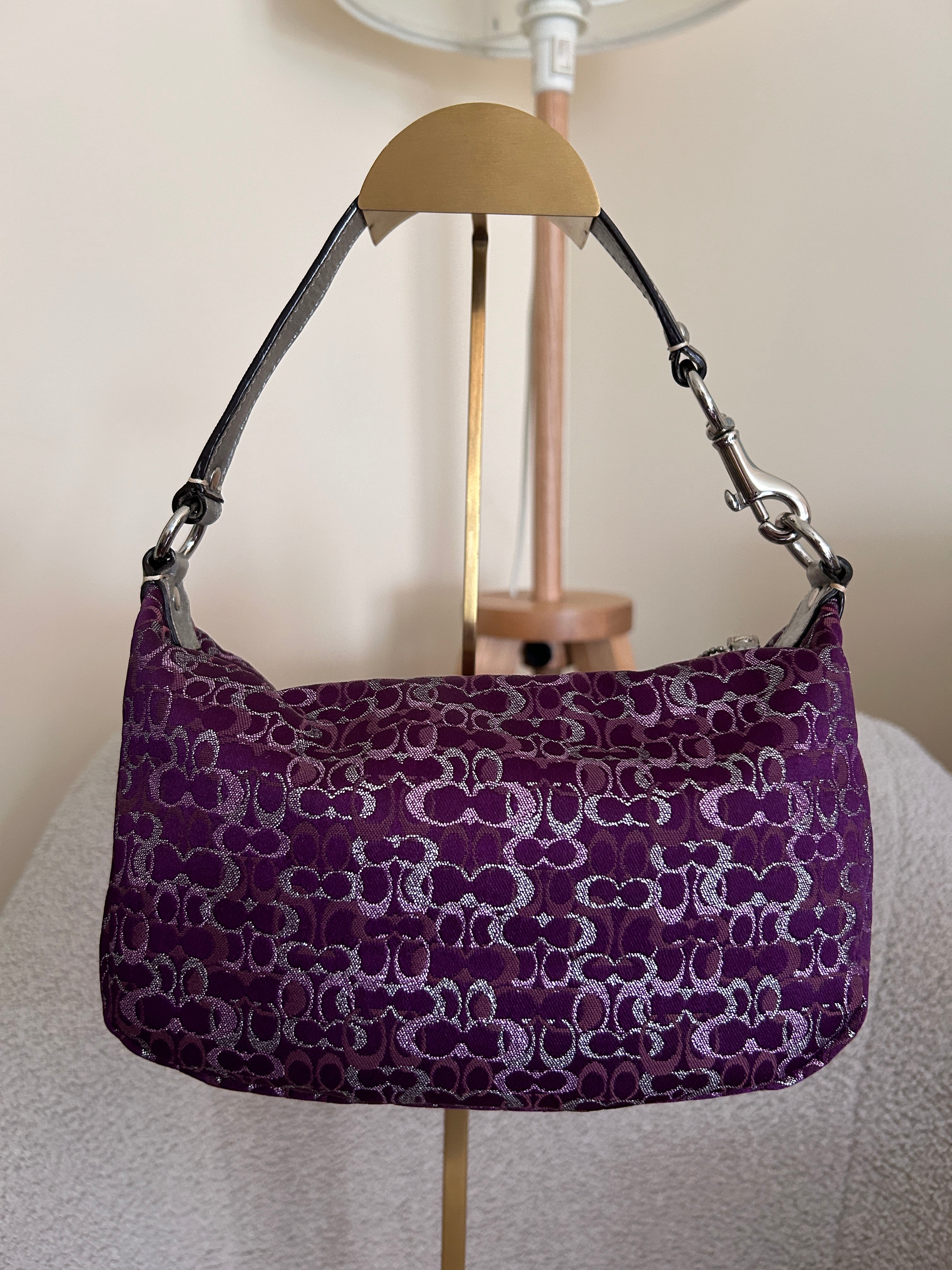 Vintage Coach purple and silver mini handbag