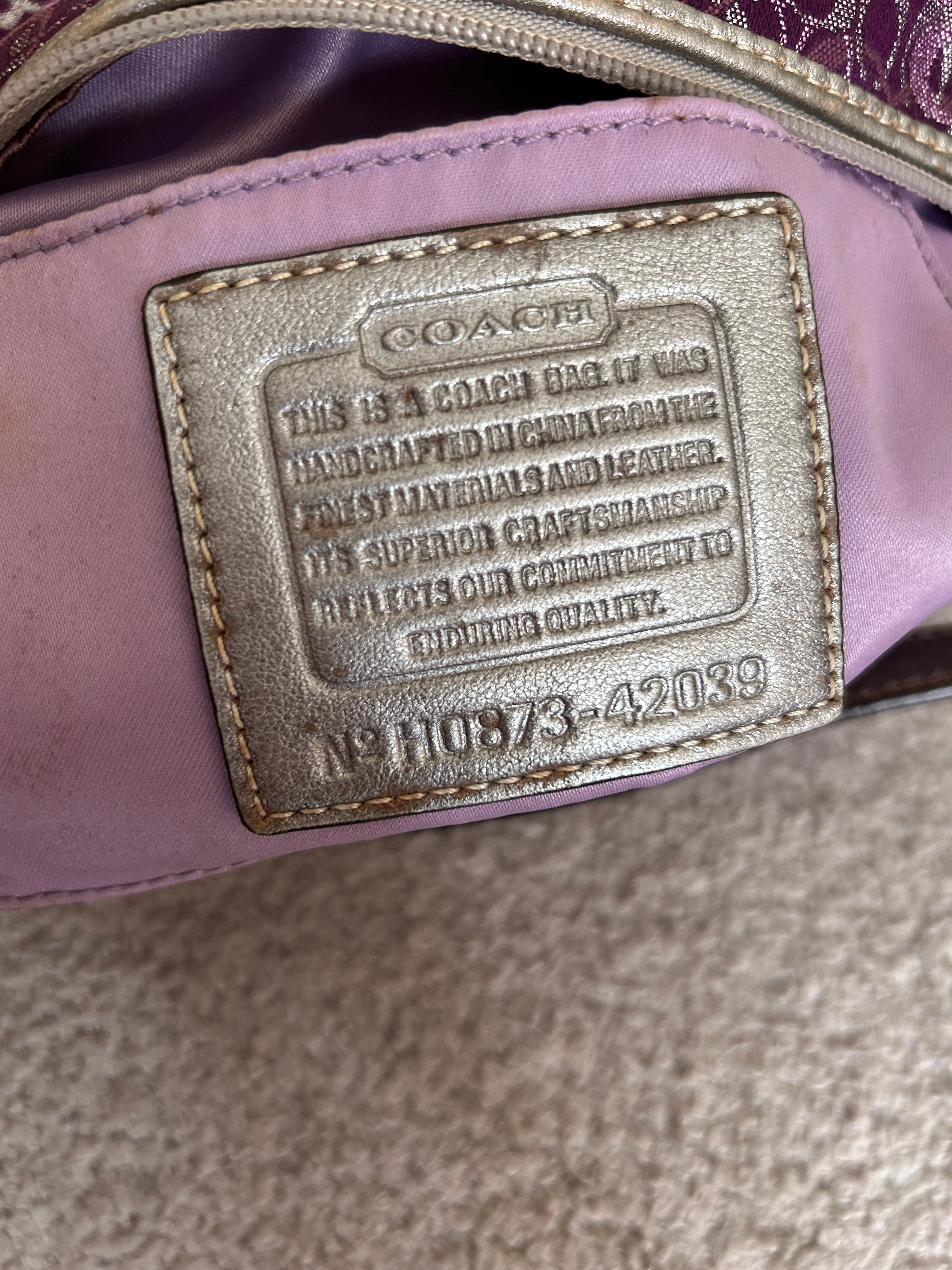 Vintage Coach purple and silver mini handbag