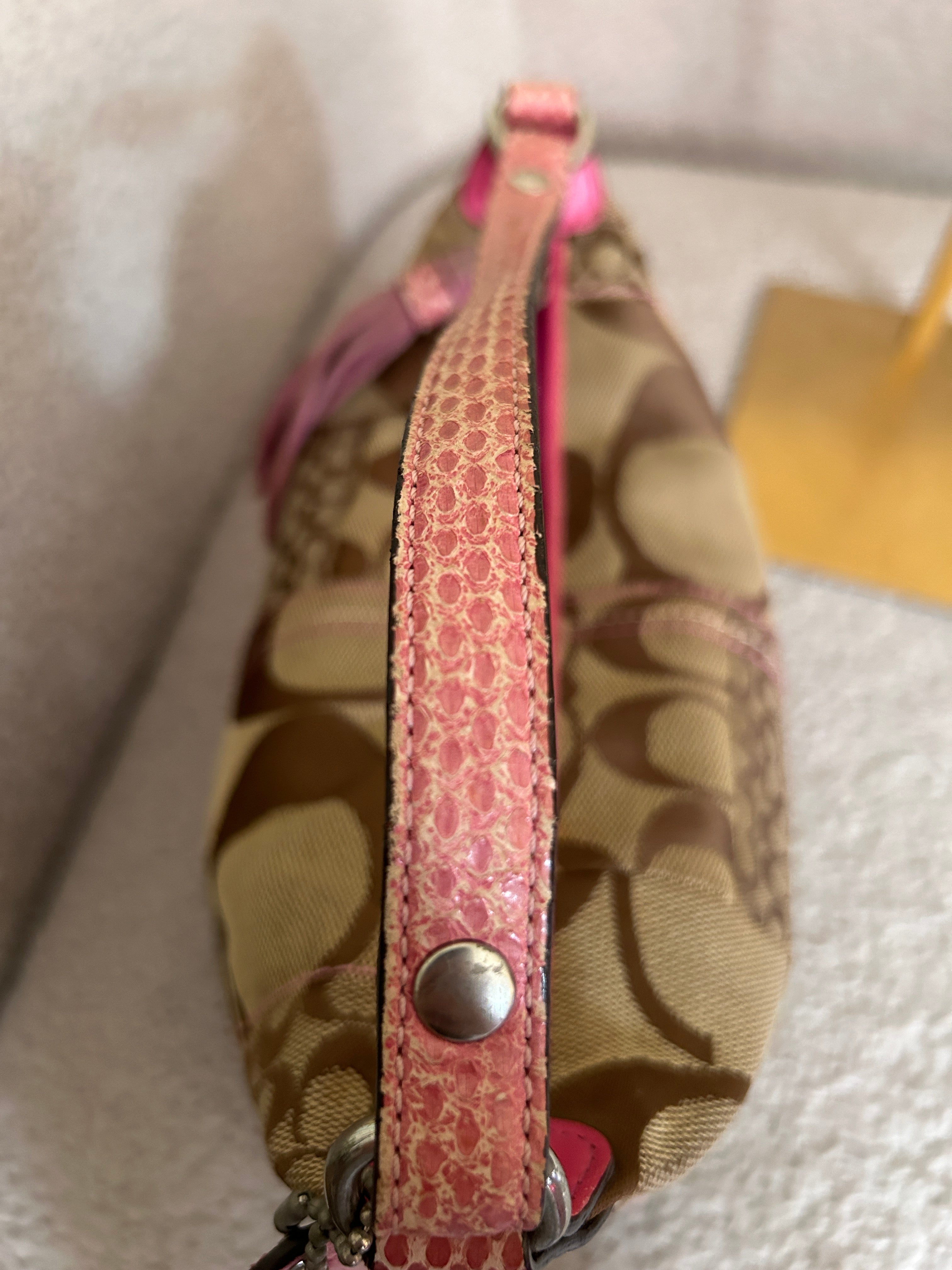Vintage Coach patchwork and pink mini handbag
