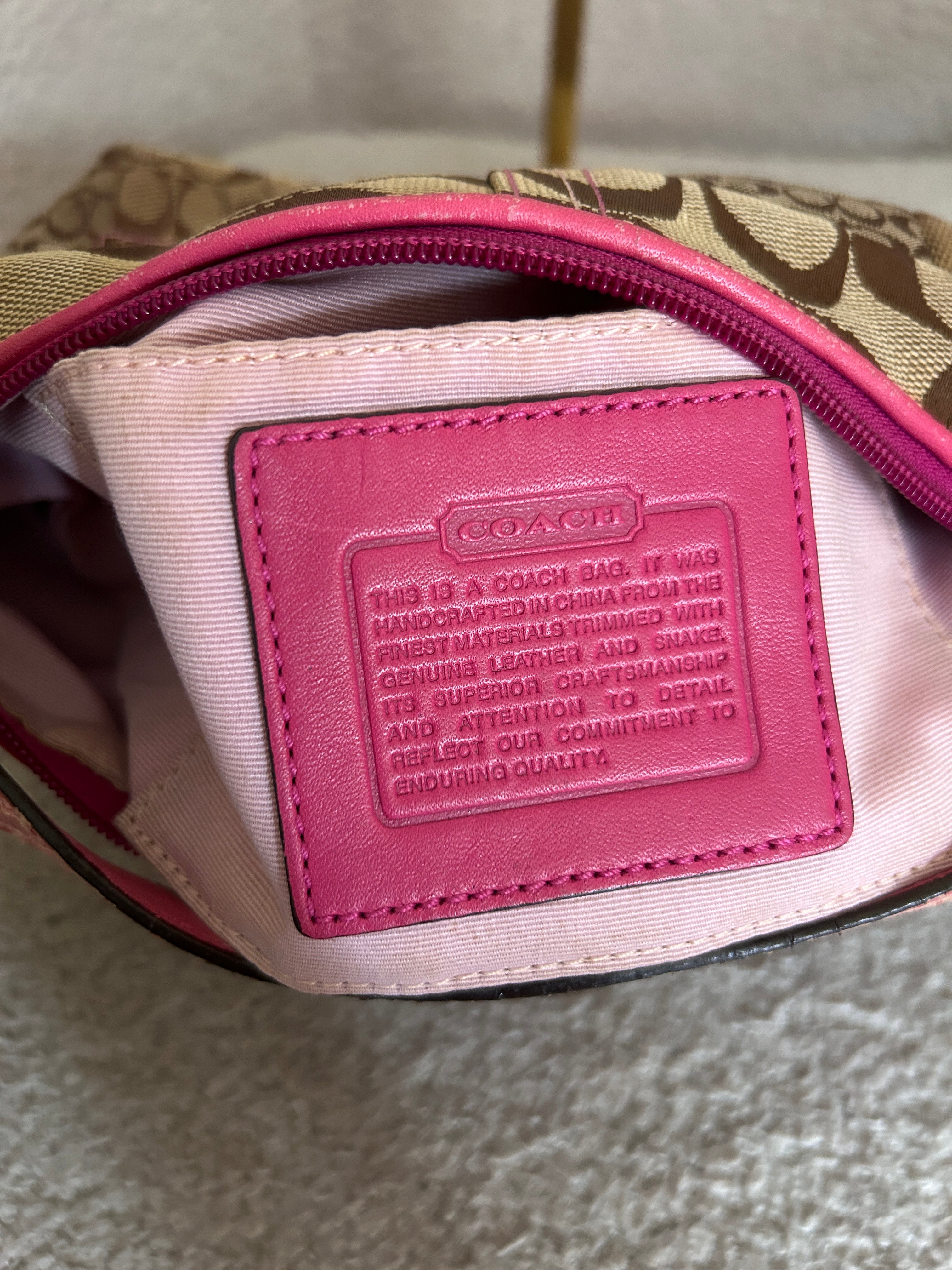 Vintage Coach patchwork and pink mini handbag
