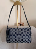 Vintage Coach navy monogram shoulder bag
