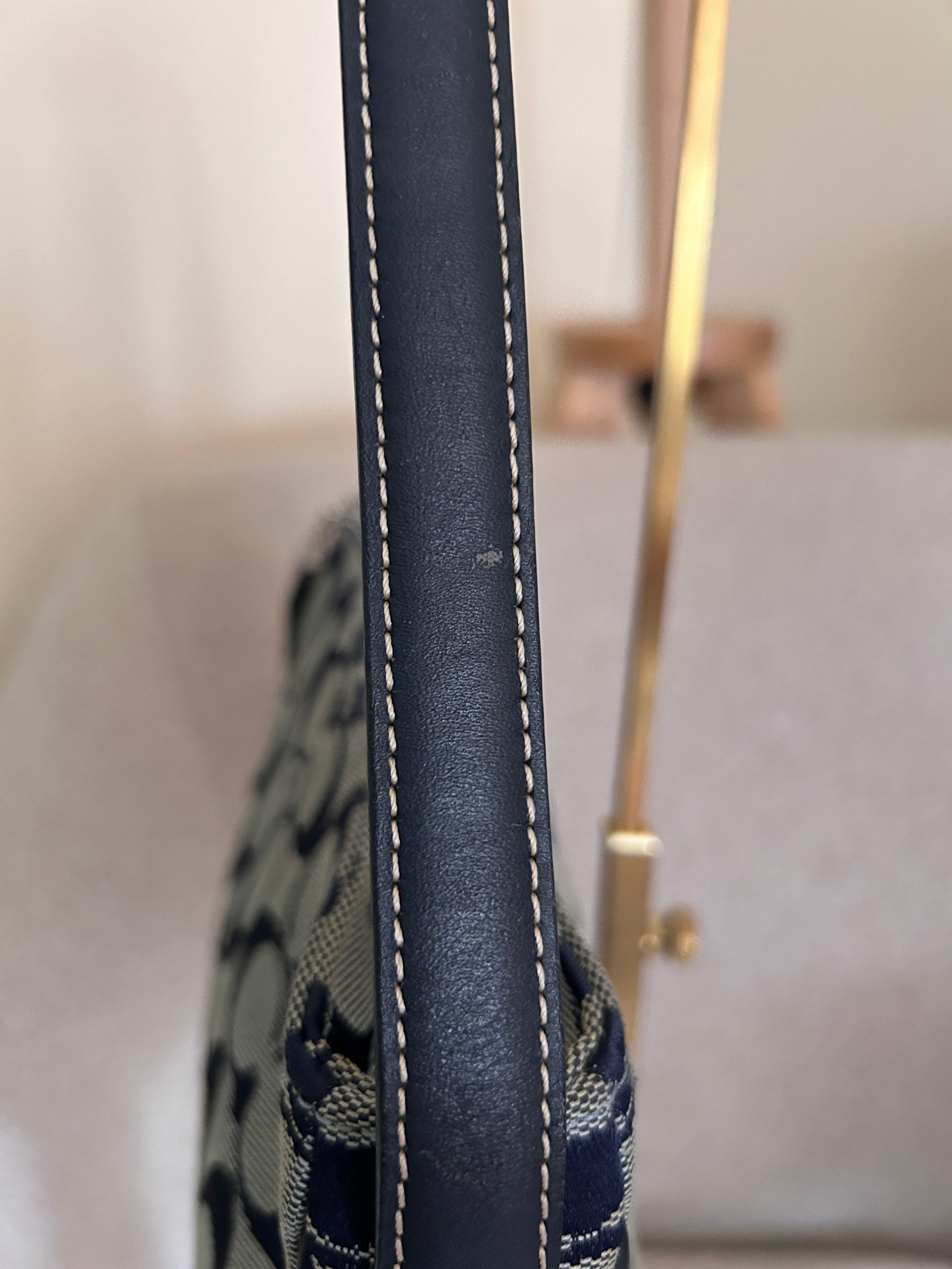 Vintage Coach navy monogram shoulder bag