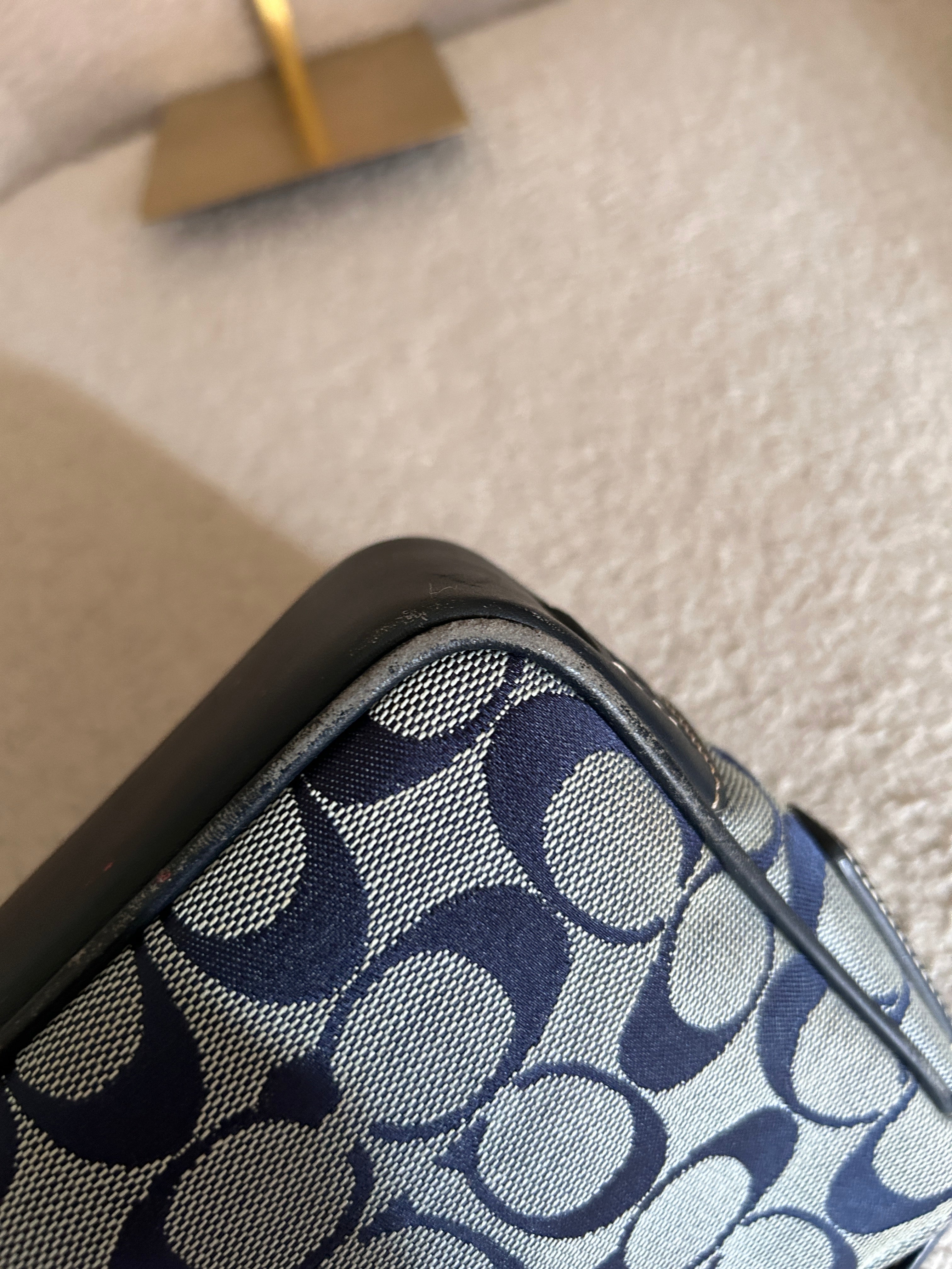 Vintage Coach navy monogram shoulder bag