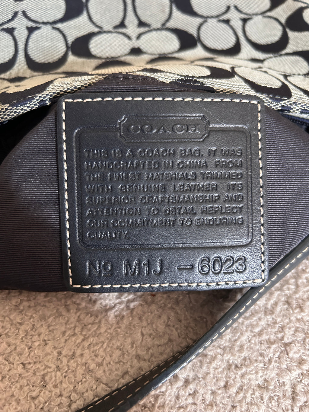 Vintage Coach navy monogram shoulder bag