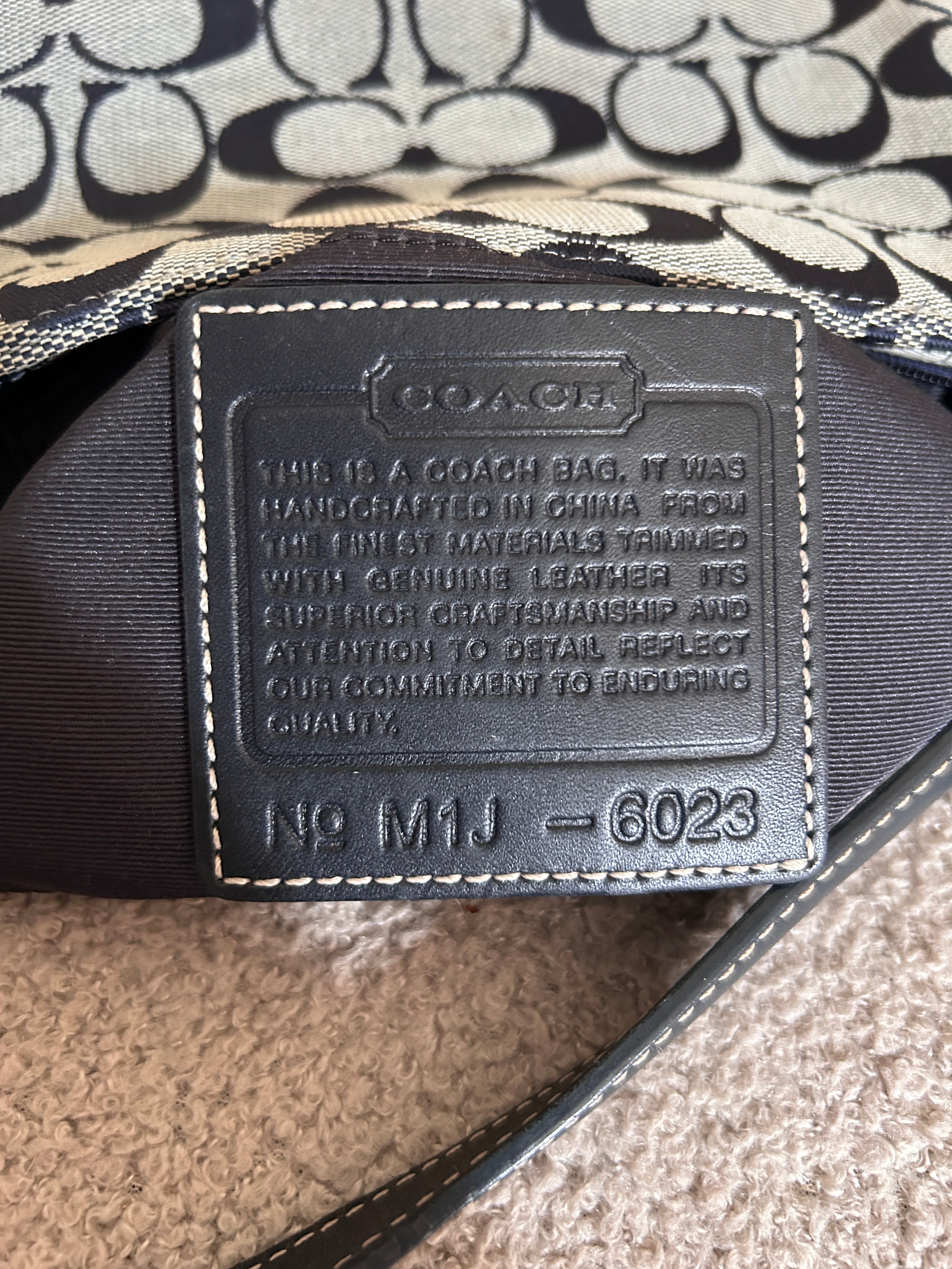 Vintage Coach navy monogram shoulder bag