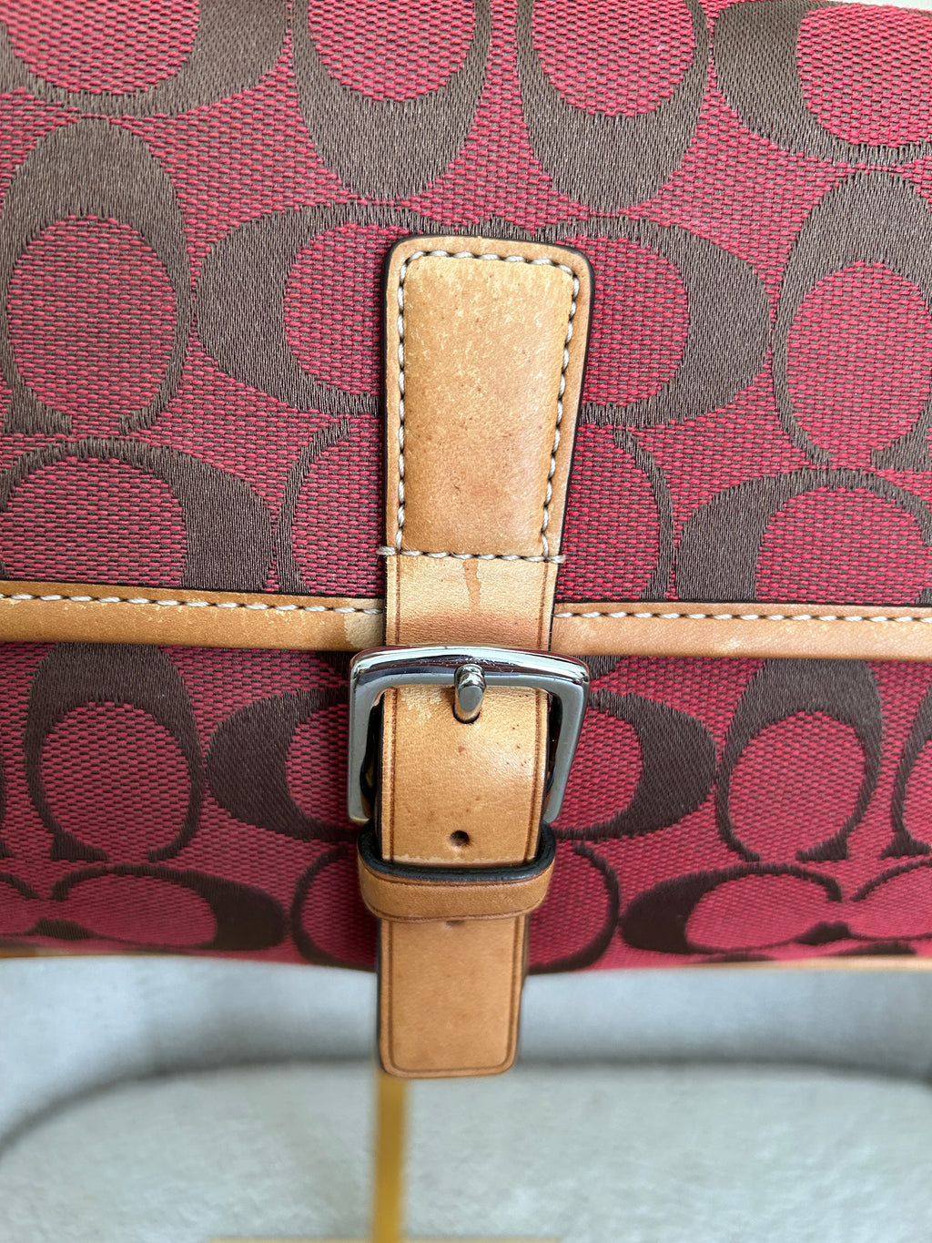 Vintage Coach red monogram shoulder bag