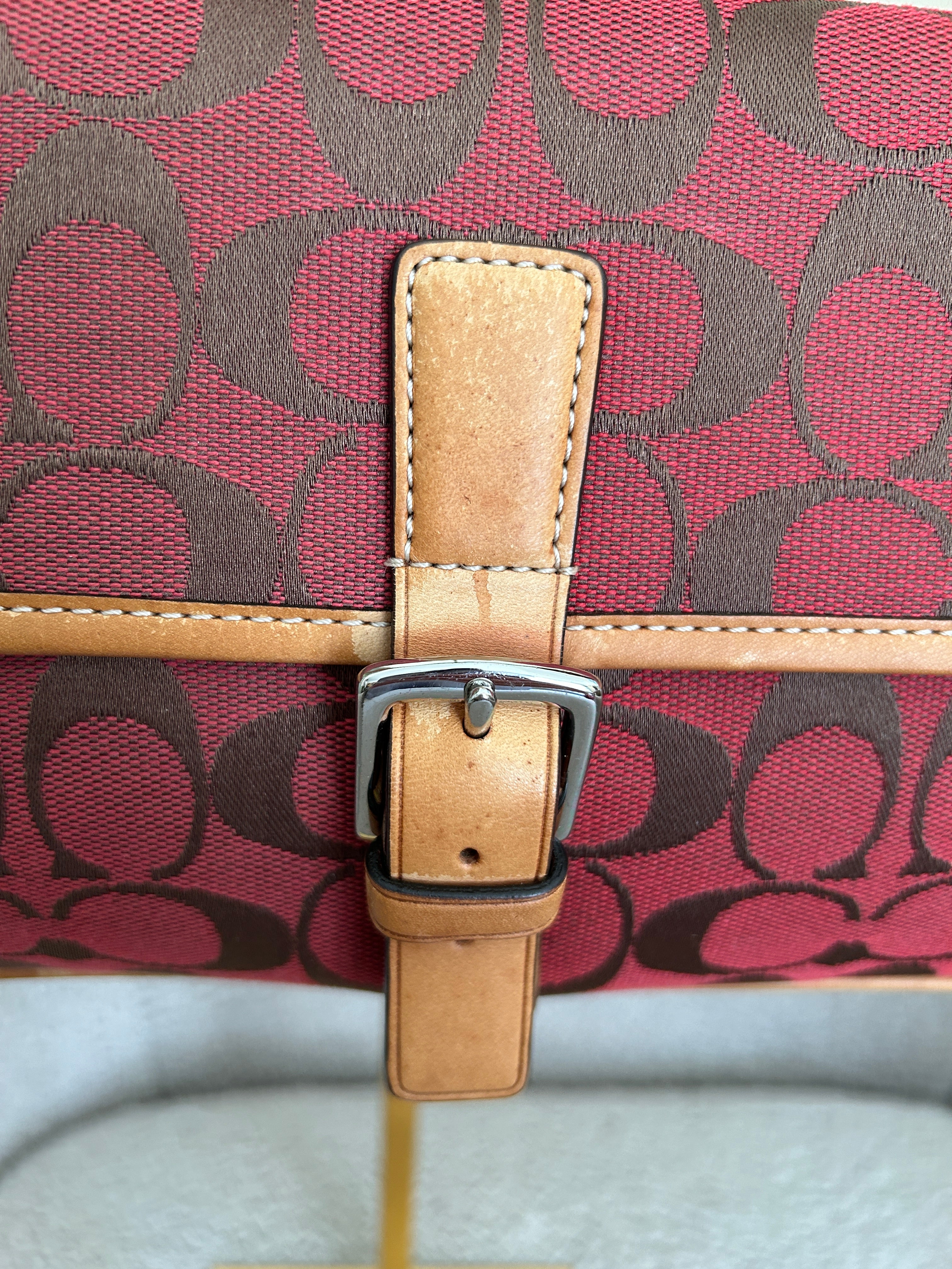 Vintage Coach red monogram shoulder bag