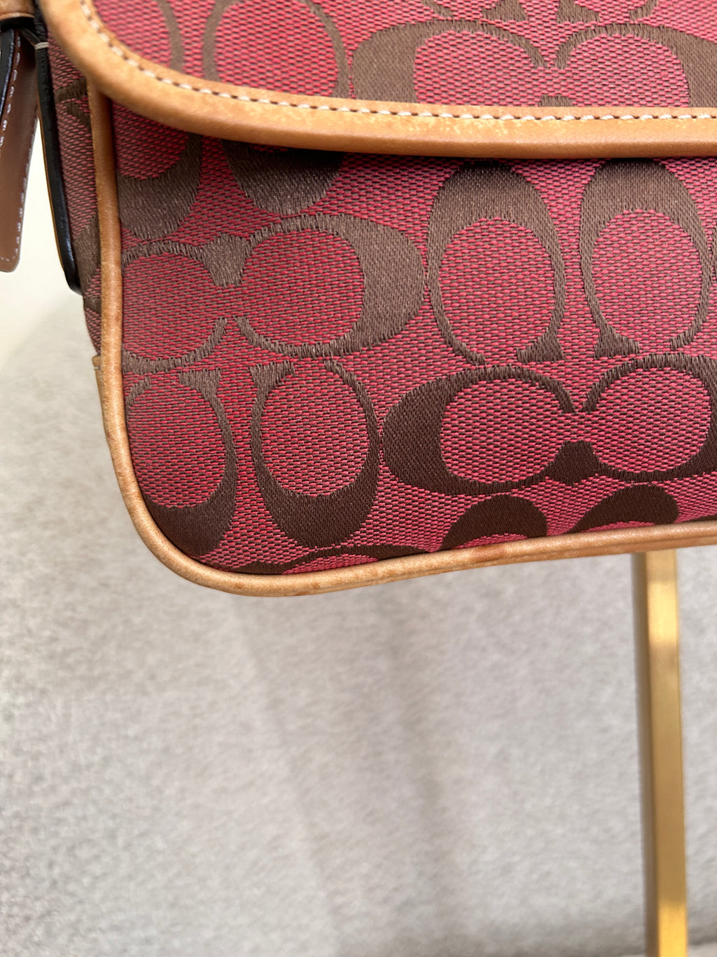 Vintage Coach red monogram shoulder bag