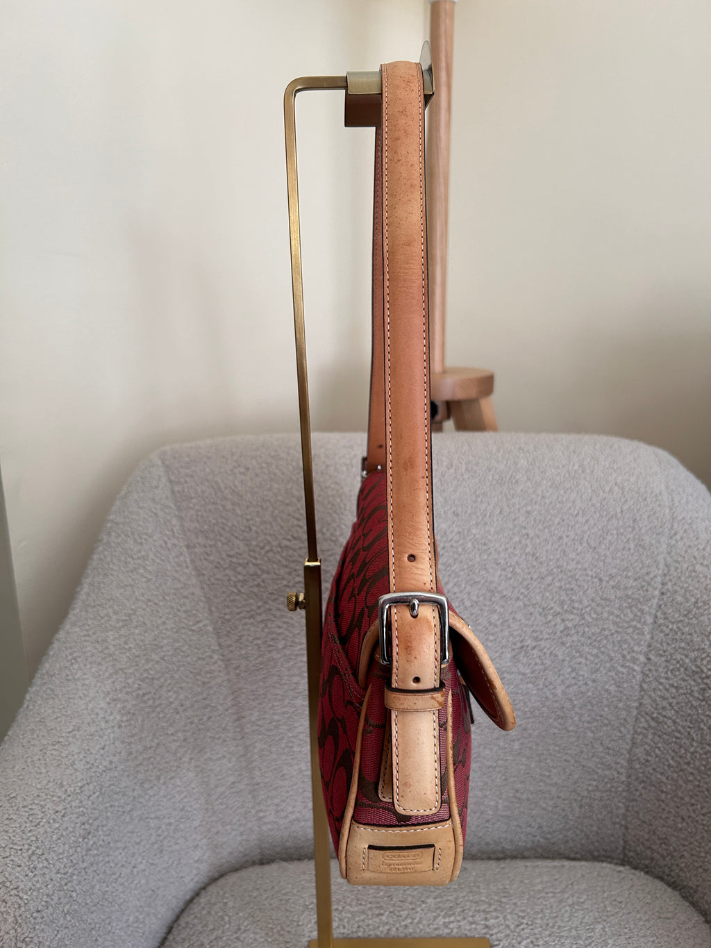 Vintage Coach red monogram shoulder bag
