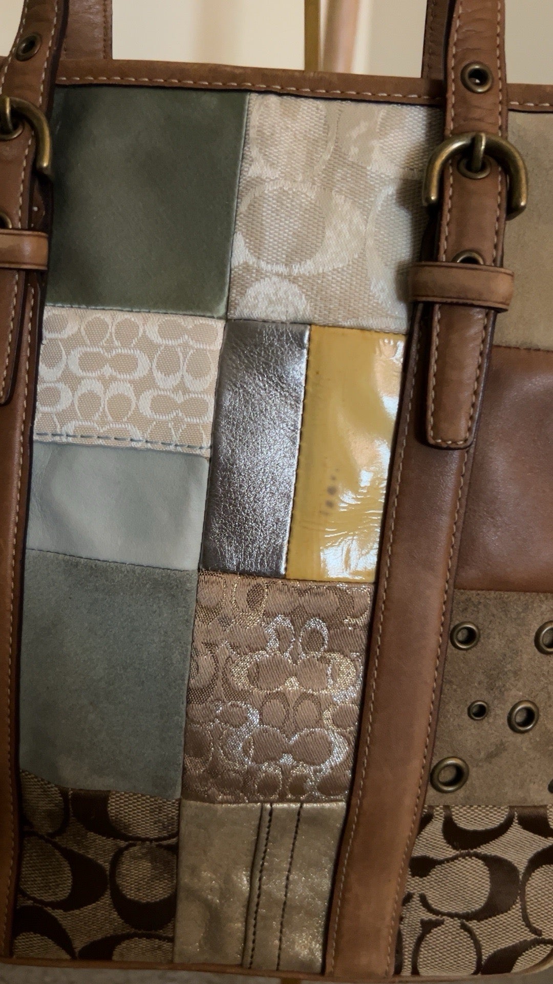Vintage Coach patchwork shoulder bag