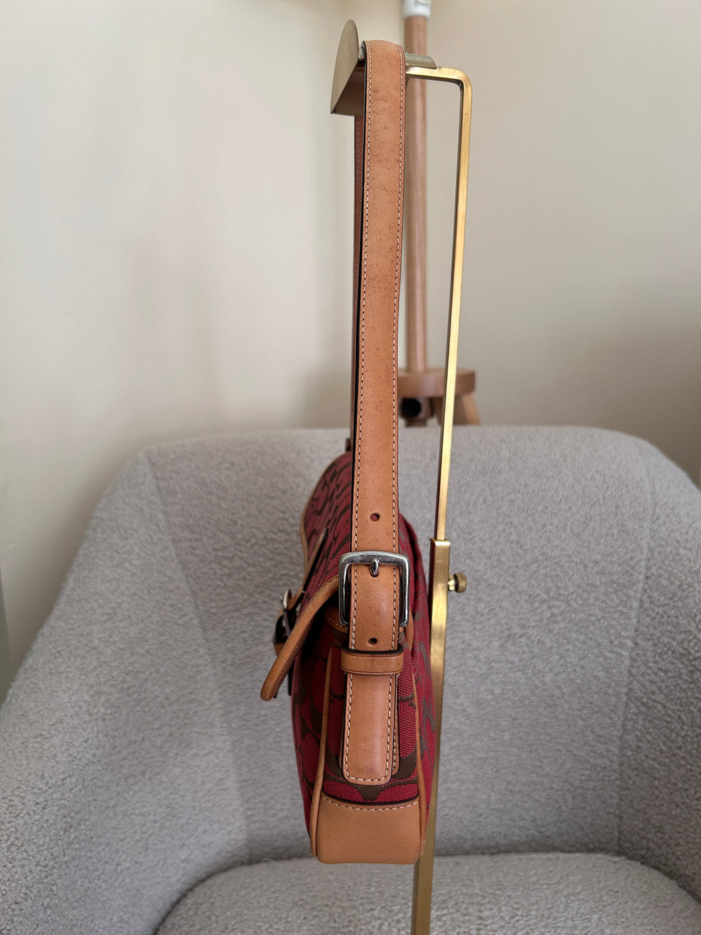 Vintage Coach red monogram shoulder bag