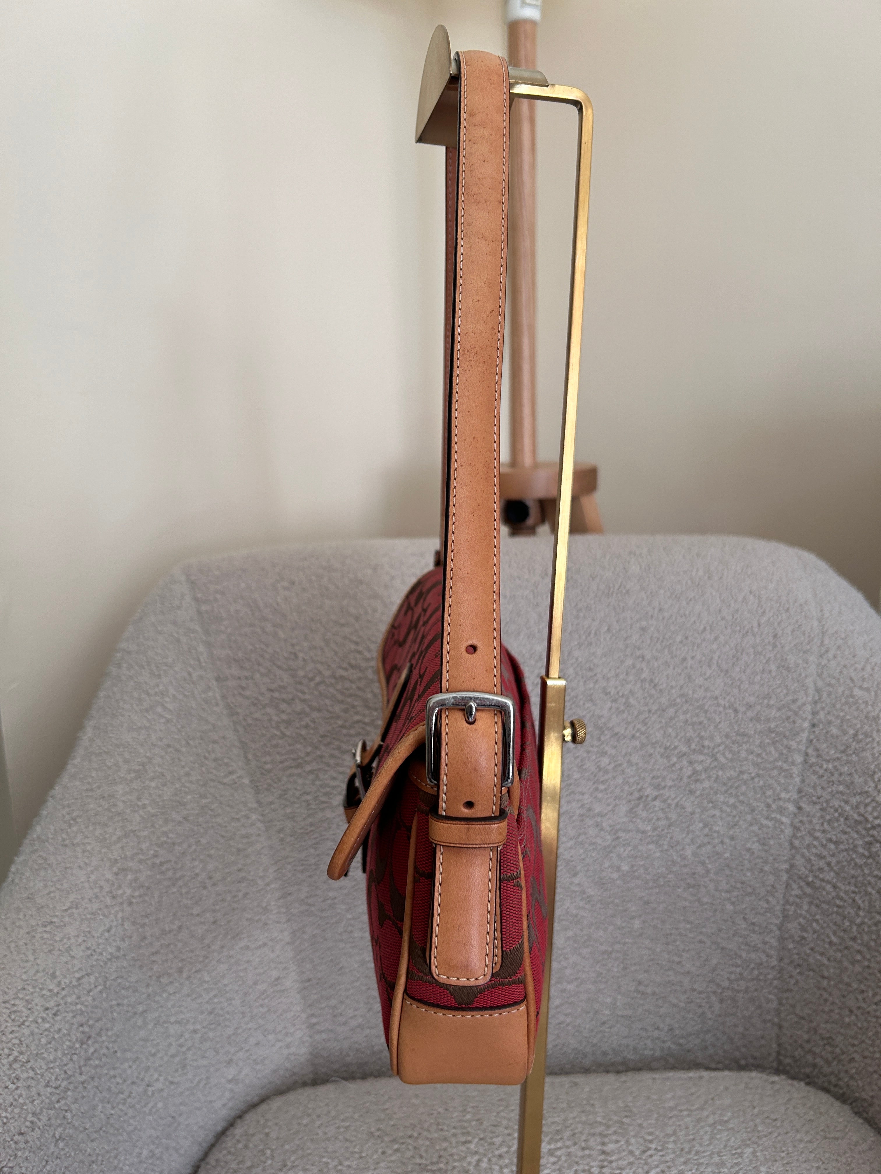 Vintage Coach red monogram shoulder bag