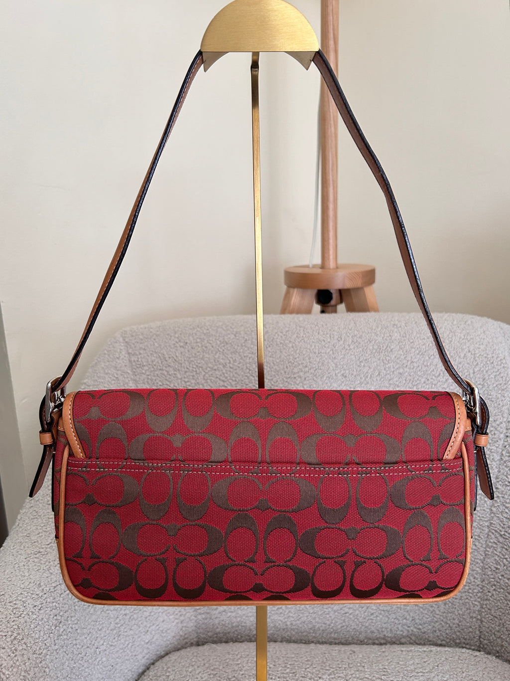 Vintage Coach red monogram shoulder bag