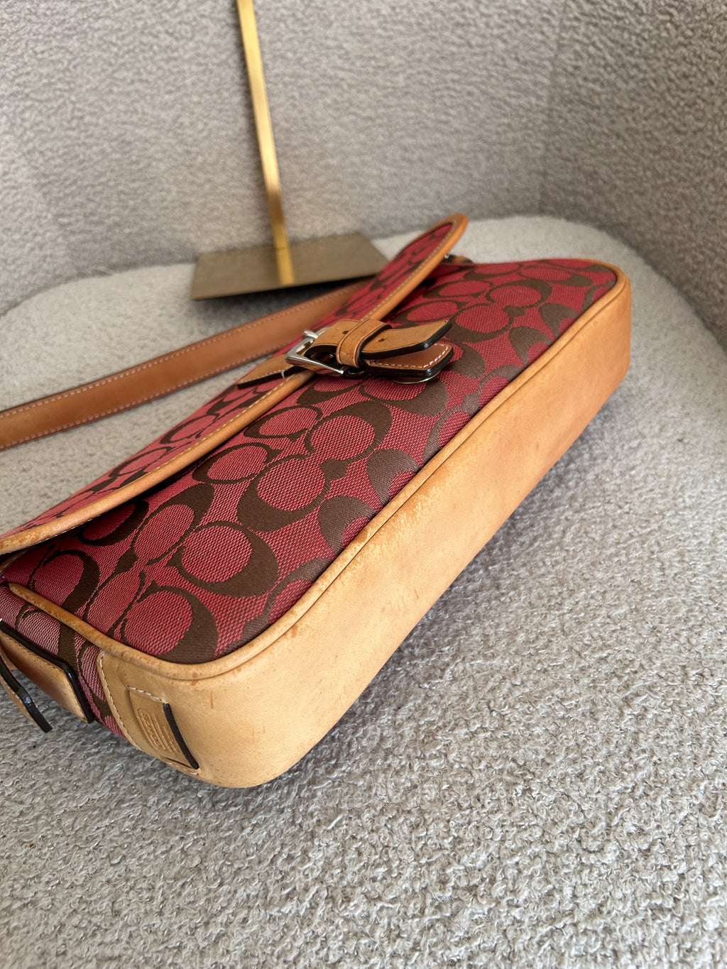 Vintage Coach red monogram shoulder bag