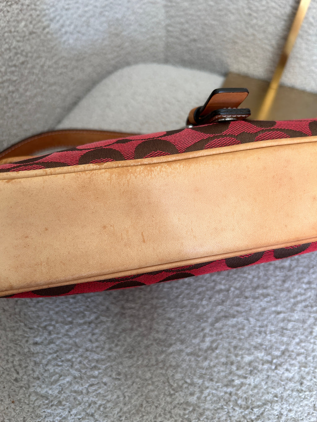 Vintage Coach red monogram shoulder bag