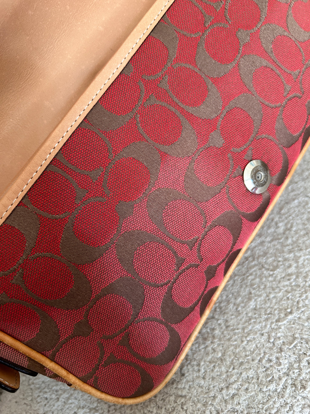 Vintage Coach red monogram shoulder bag