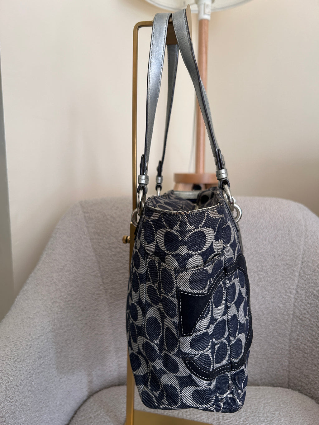 Vintage Coach denim tote shoulder bag