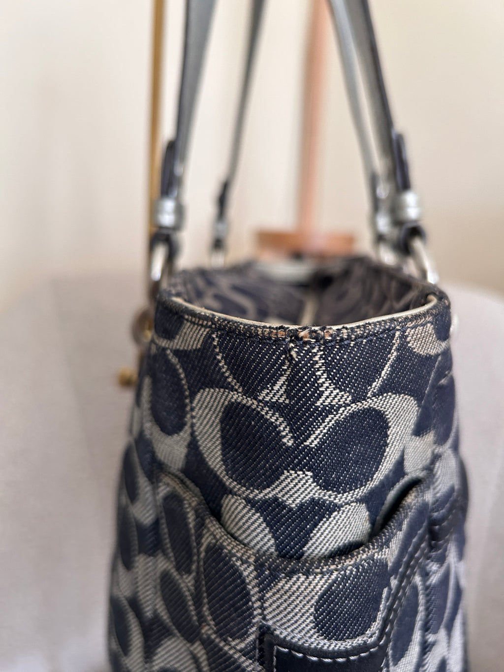 Vintage Coach denim tote shoulder bag