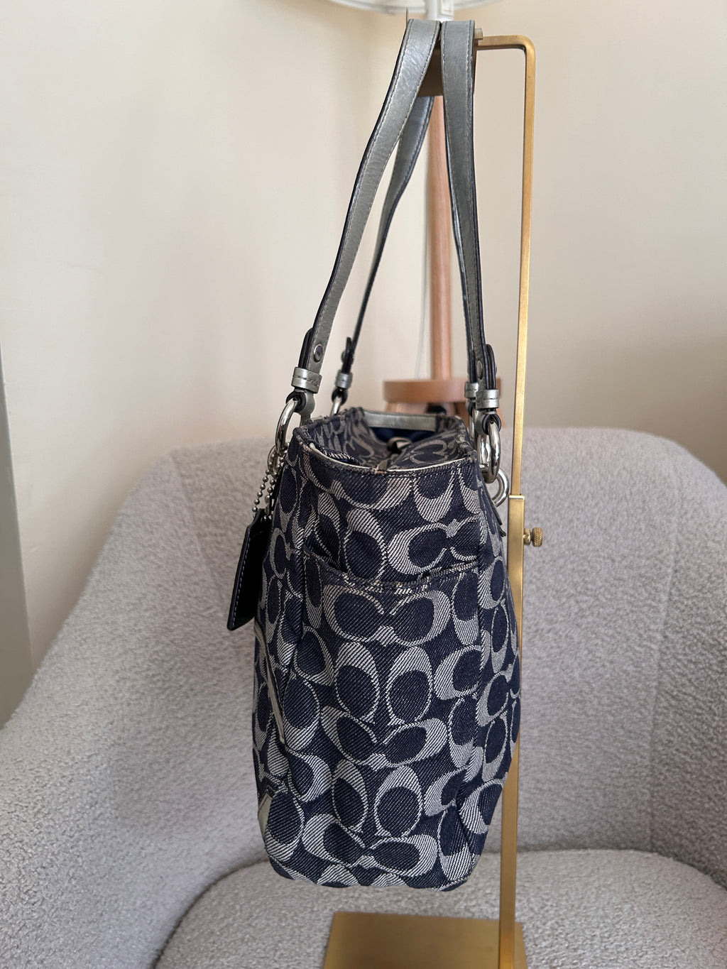 Vintage Coach denim tote shoulder bag