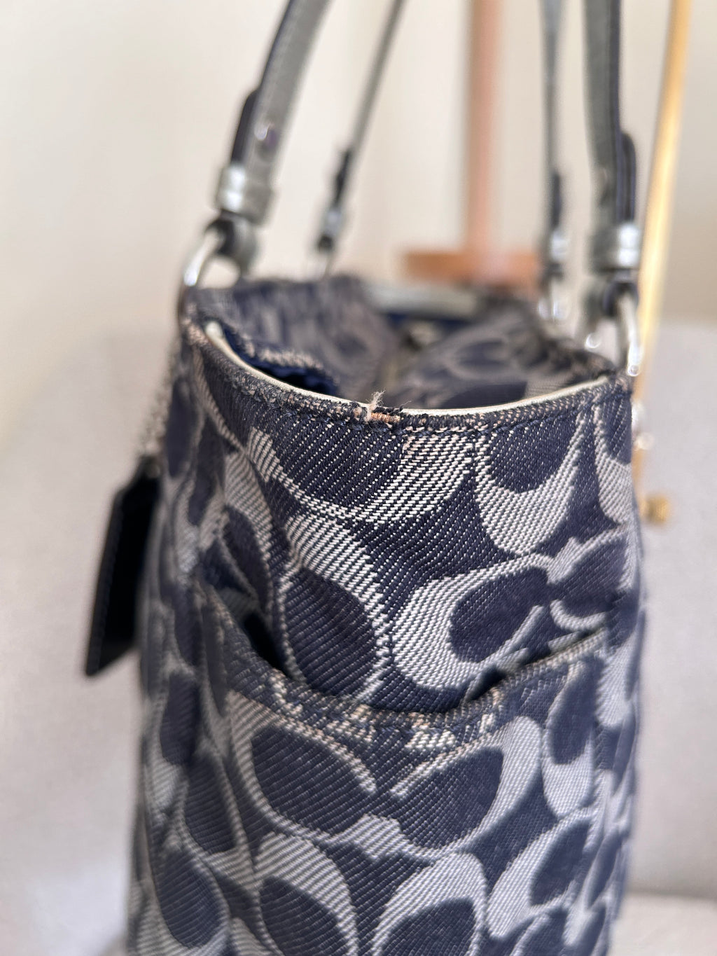 Vintage Coach denim tote shoulder bag
