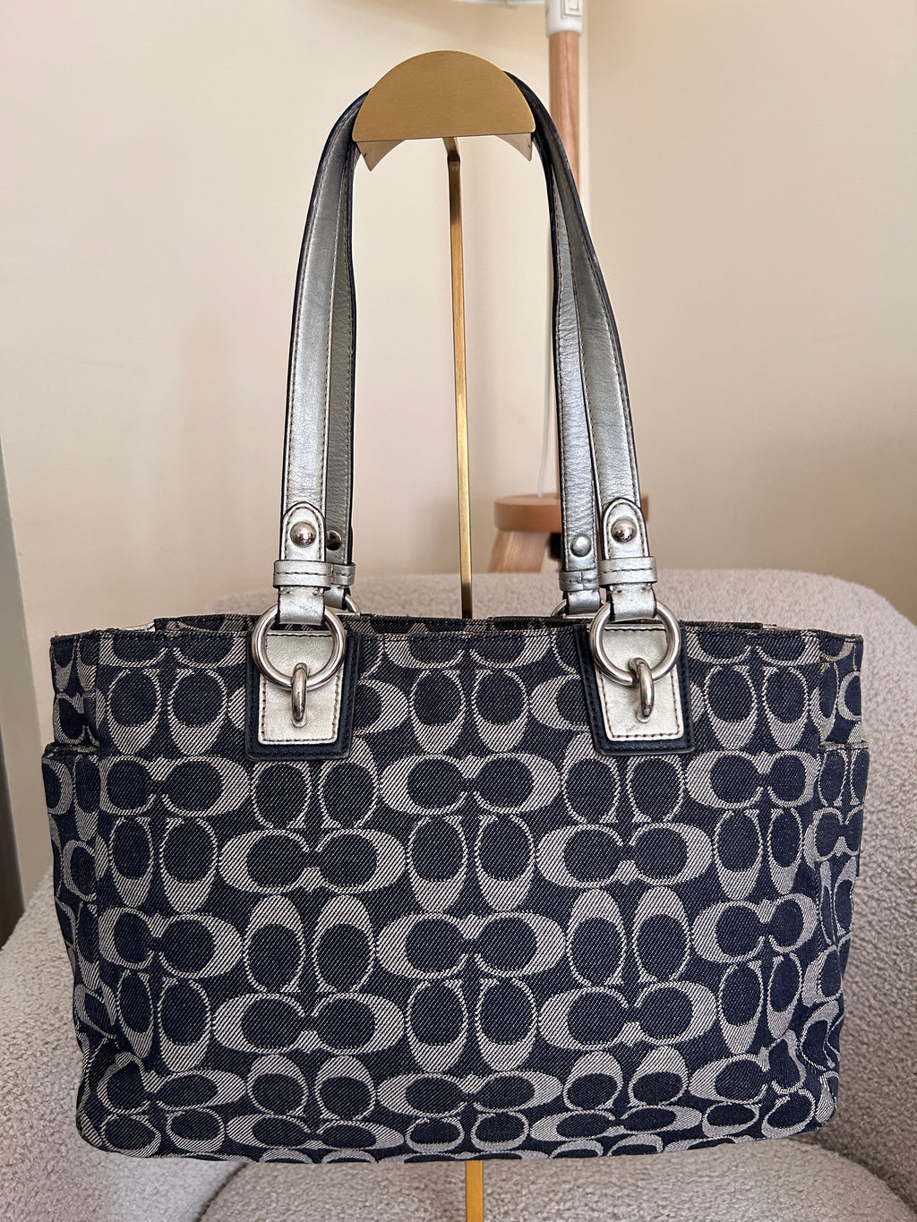 Vintage Coach denim tote shoulder bag
