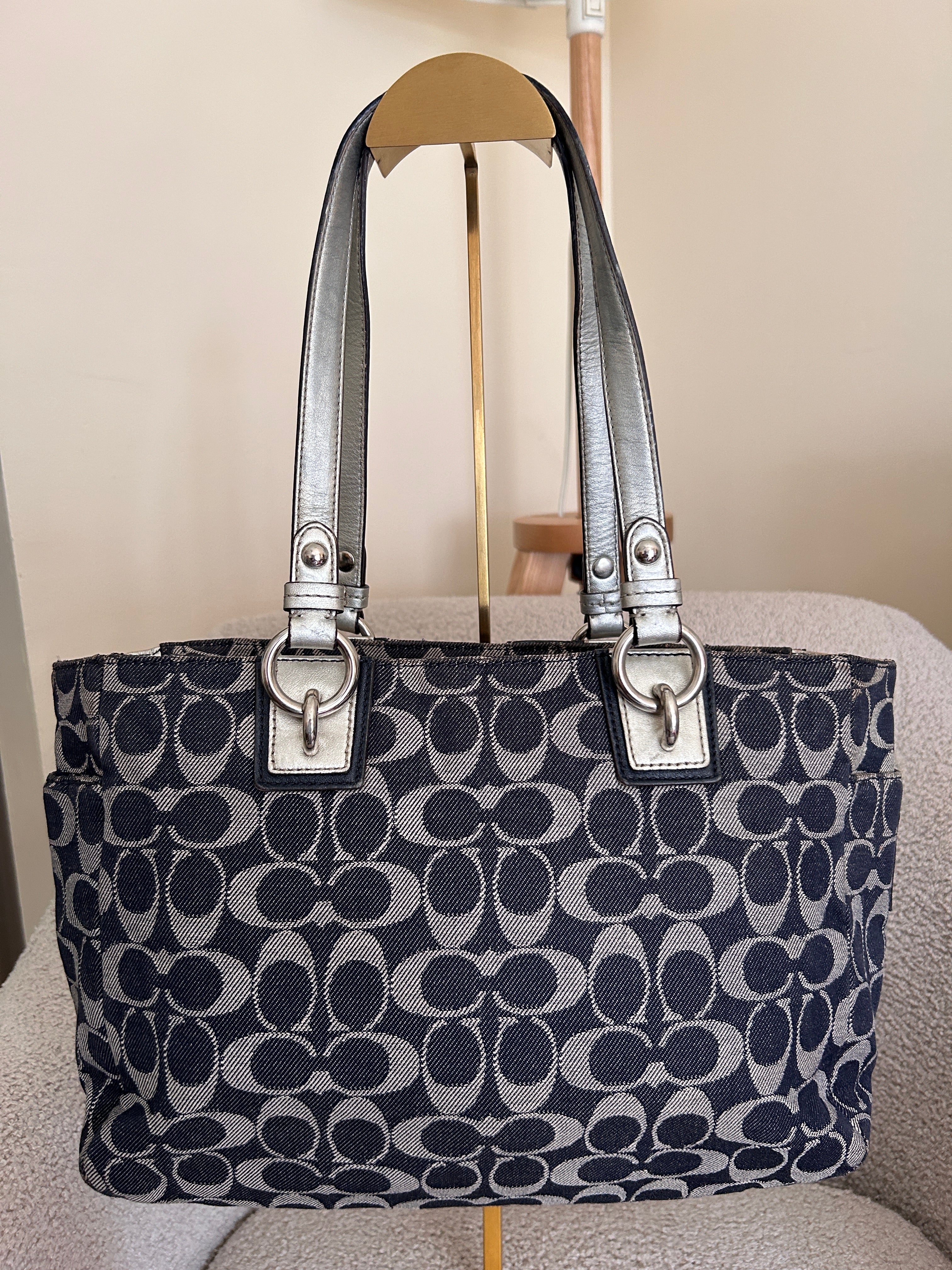 Vintage Coach denim tote shoulder bag