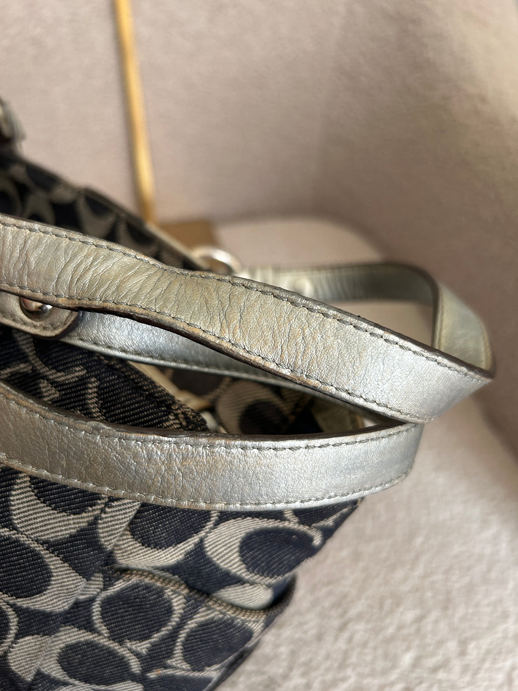 Vintage Coach denim tote shoulder bag