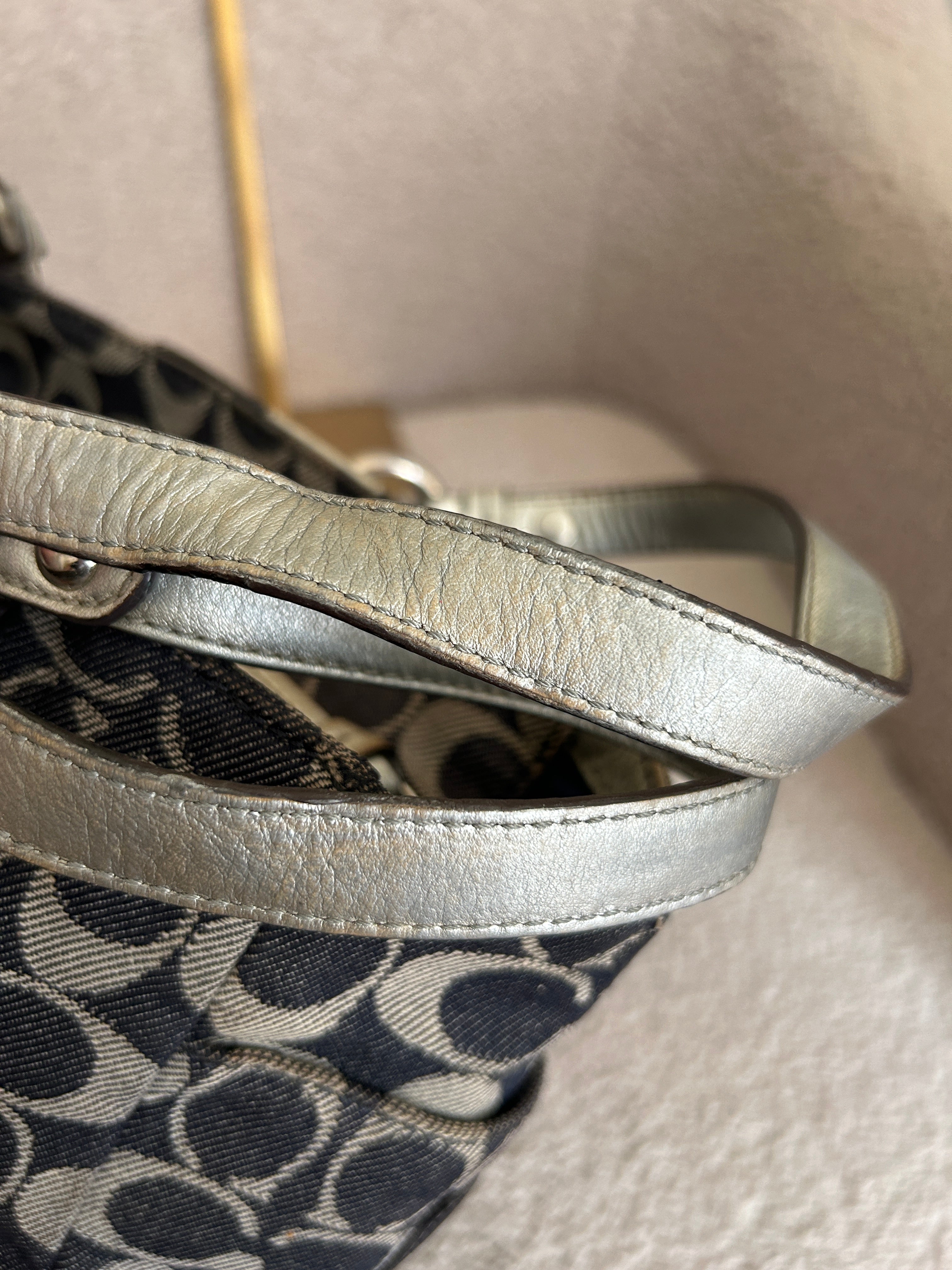 Vintage Coach denim tote shoulder bag