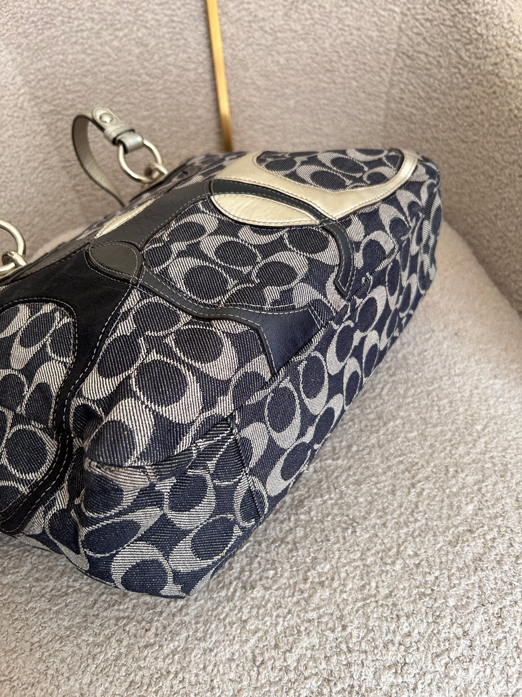 Vintage Coach denim tote shoulder bag