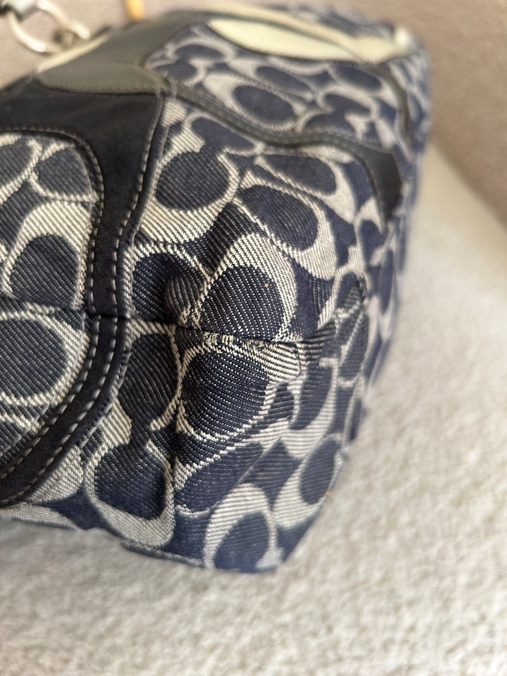 Vintage Coach denim tote shoulder bag