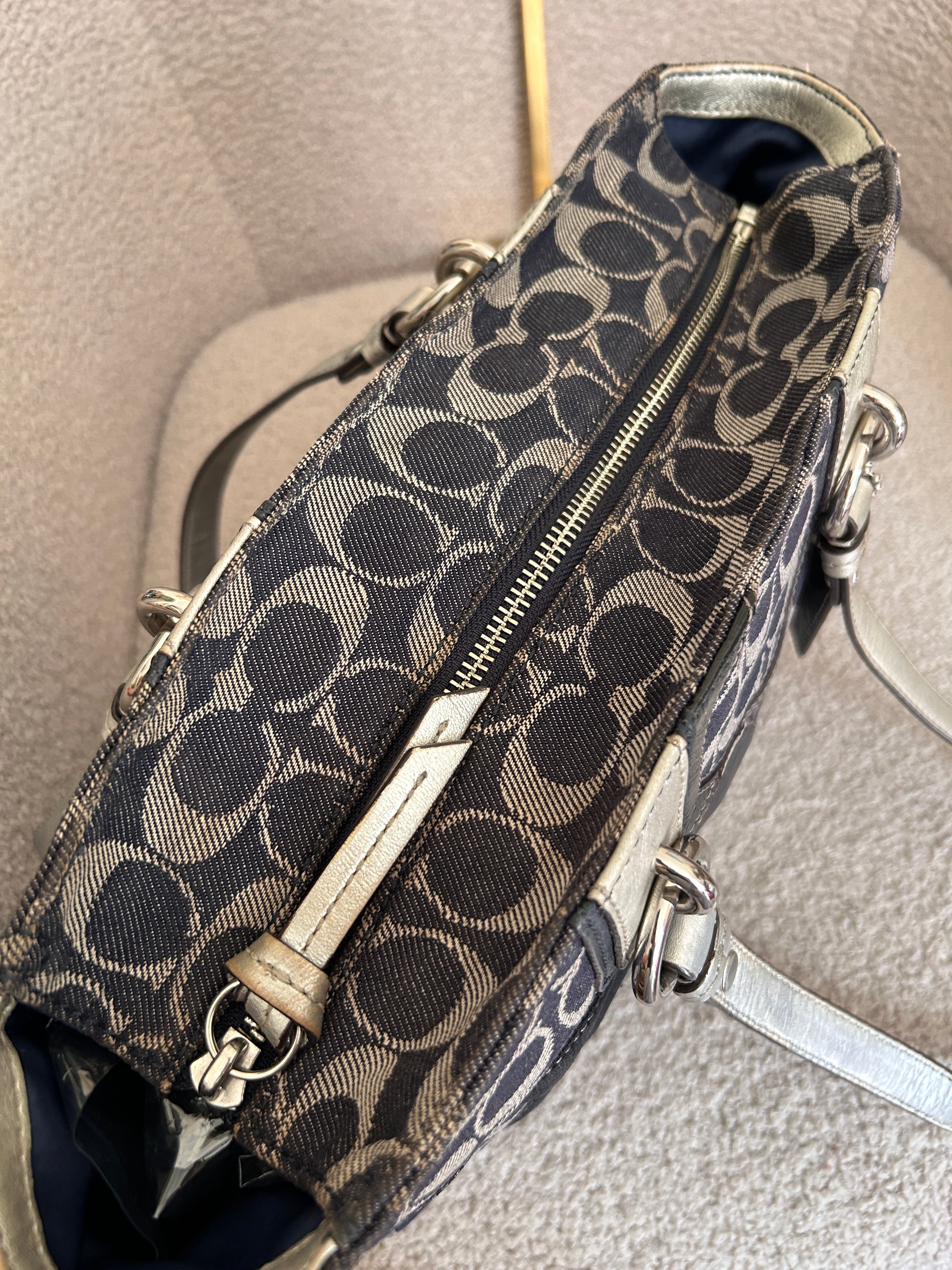 Vintage Coach denim tote shoulder bag