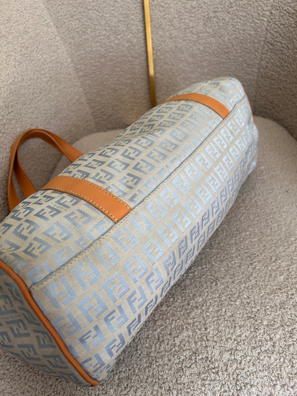 Fendi Zucchino blue tote shoulder bag