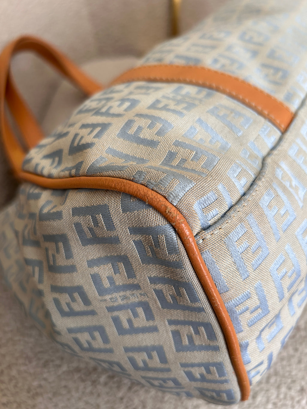 Fendi Zucchino blue tote shoulder bag