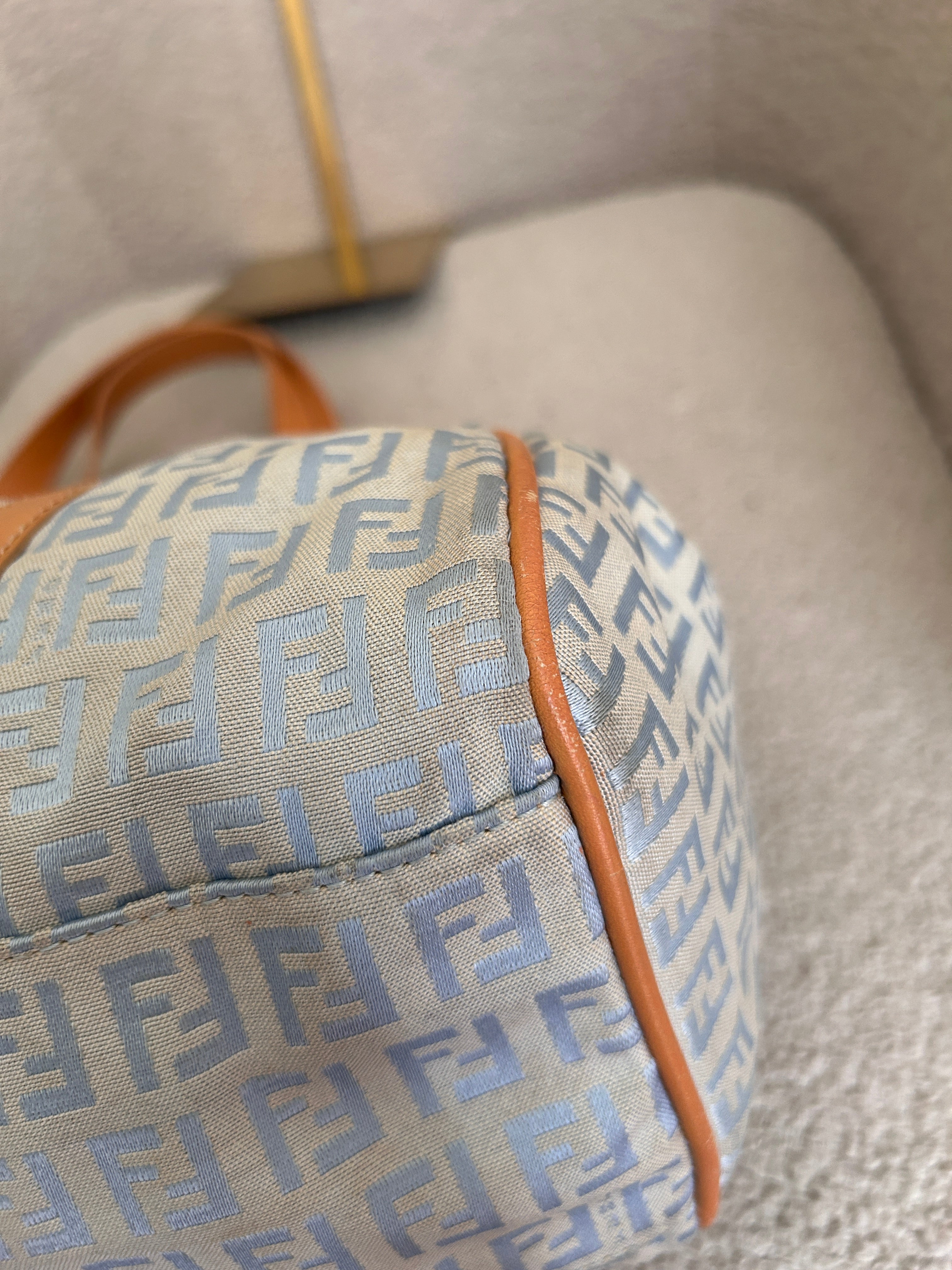Fendi Zucchino blue tote shoulder bag