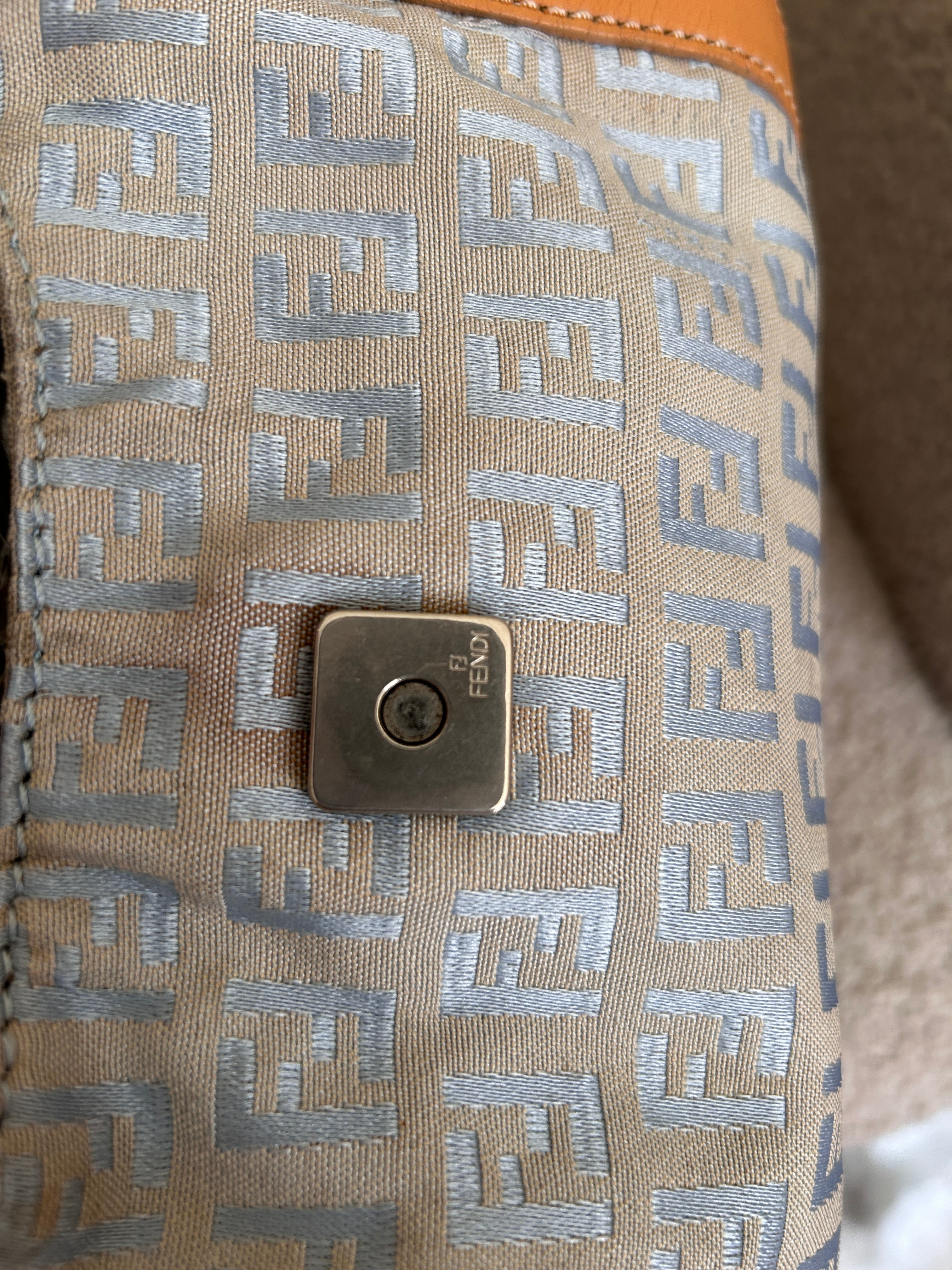 Fendi Zucchino blue tote shoulder bag