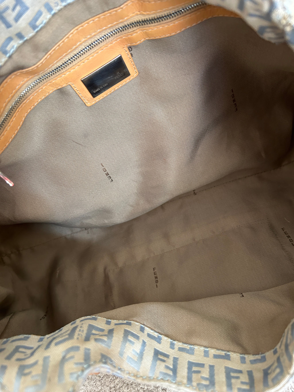Fendi Zucchino blue tote shoulder bag