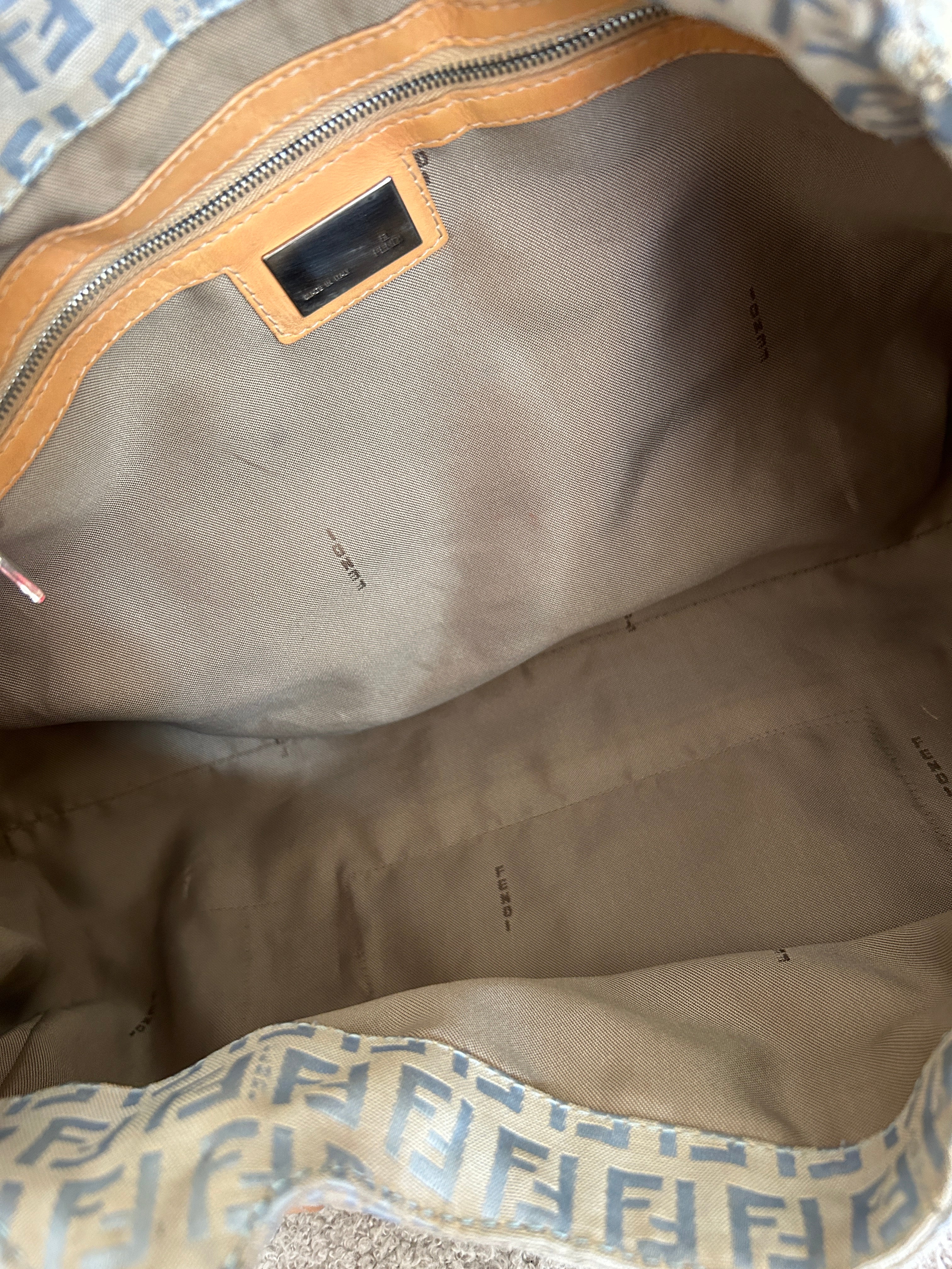 Fendi Zucchino blue tote shoulder bag