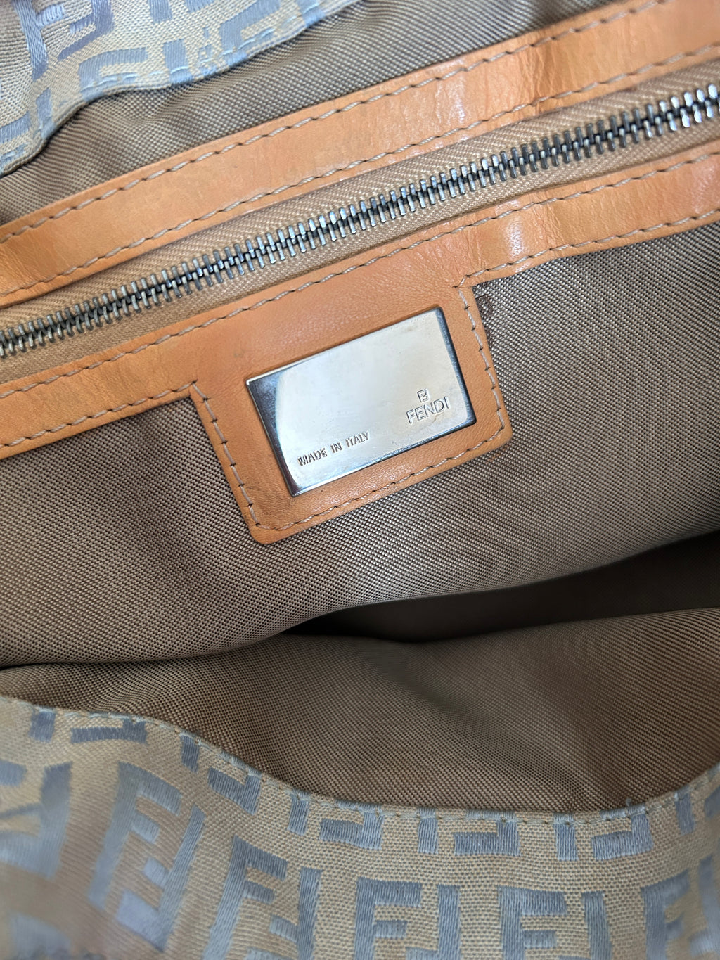 Fendi Zucchino blue tote shoulder bag