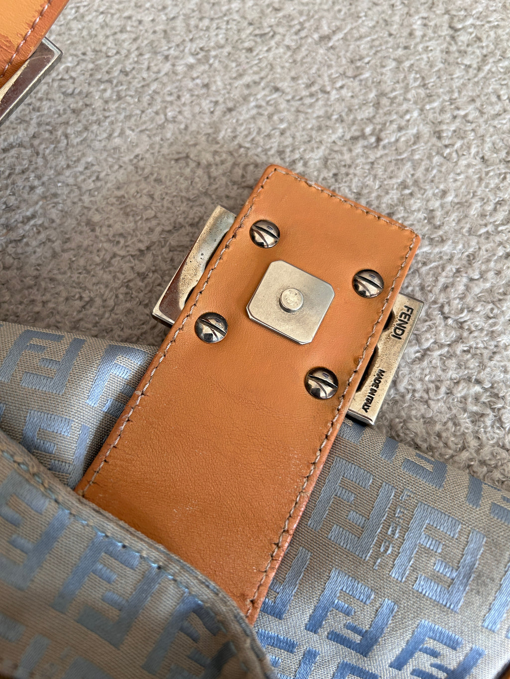 Fendi Zucchino blue tote shoulder bag