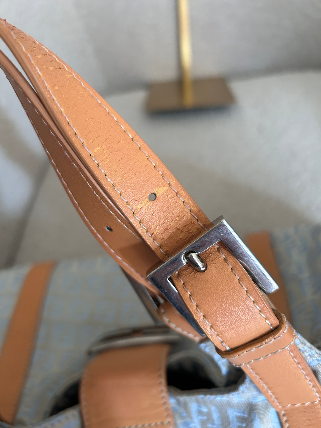 Fendi Zucchino blue tote shoulder bag