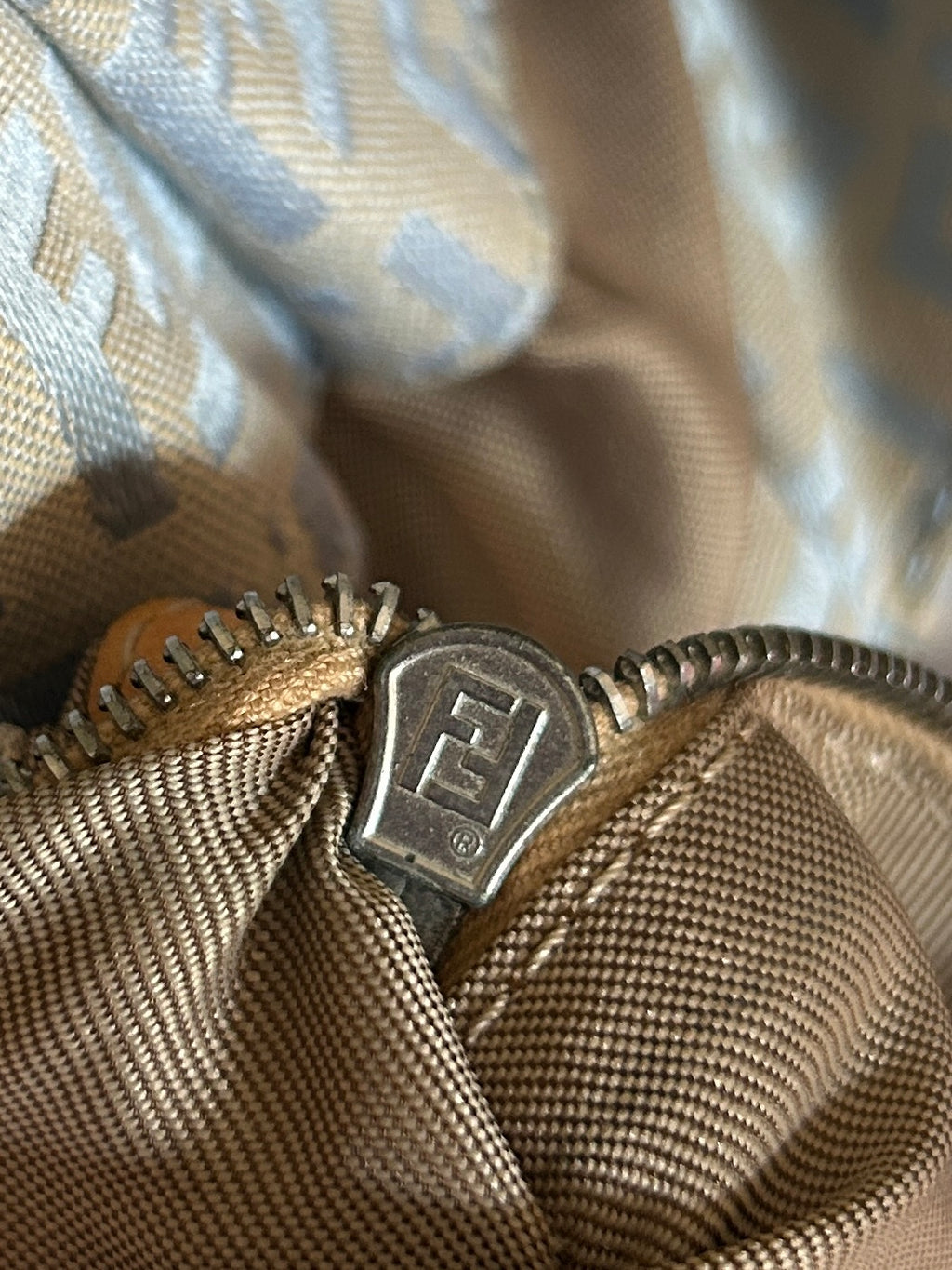 Fendi Zucchino blue tote shoulder bag