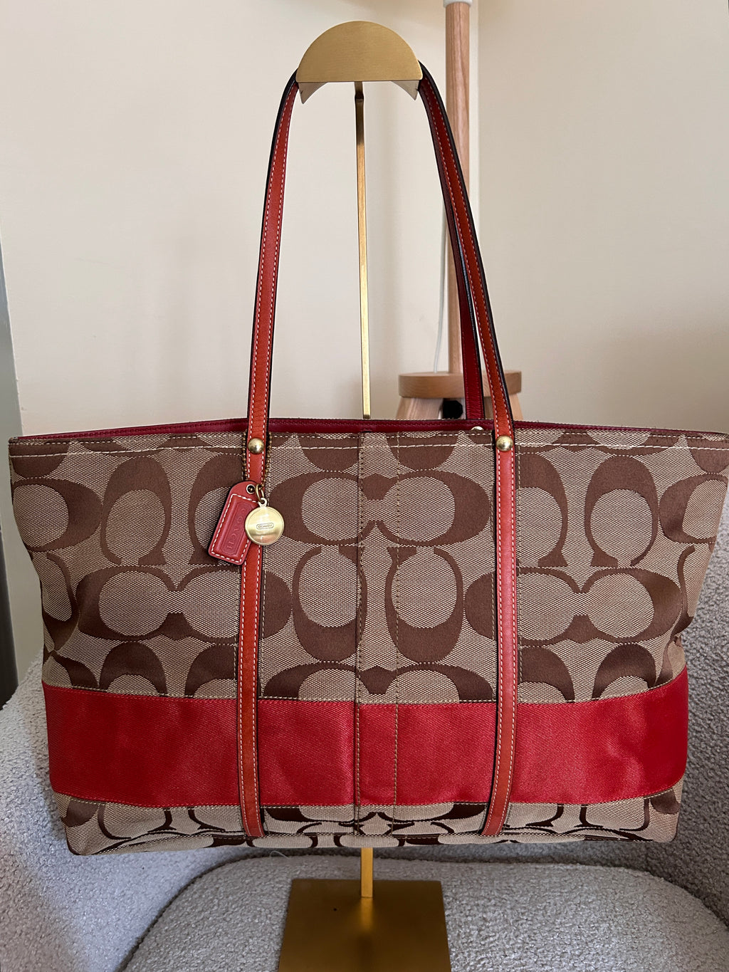 Vintage Coach Legacy red stripe tote shoulder bag