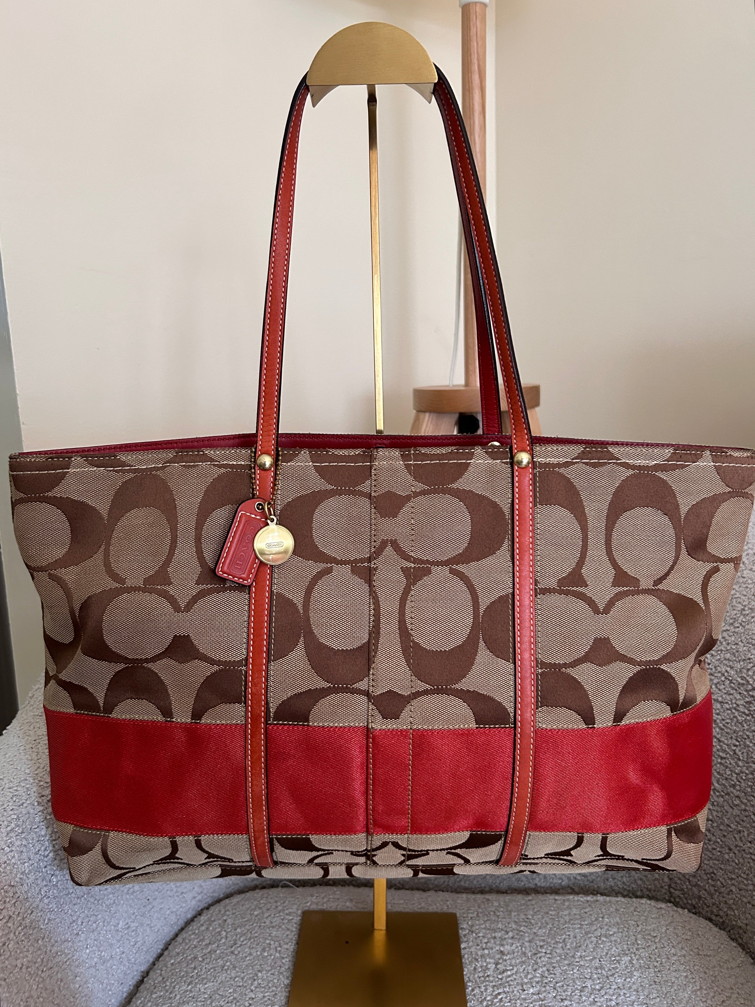 Vintage Coach Legacy red stripe tote shoulder bag
