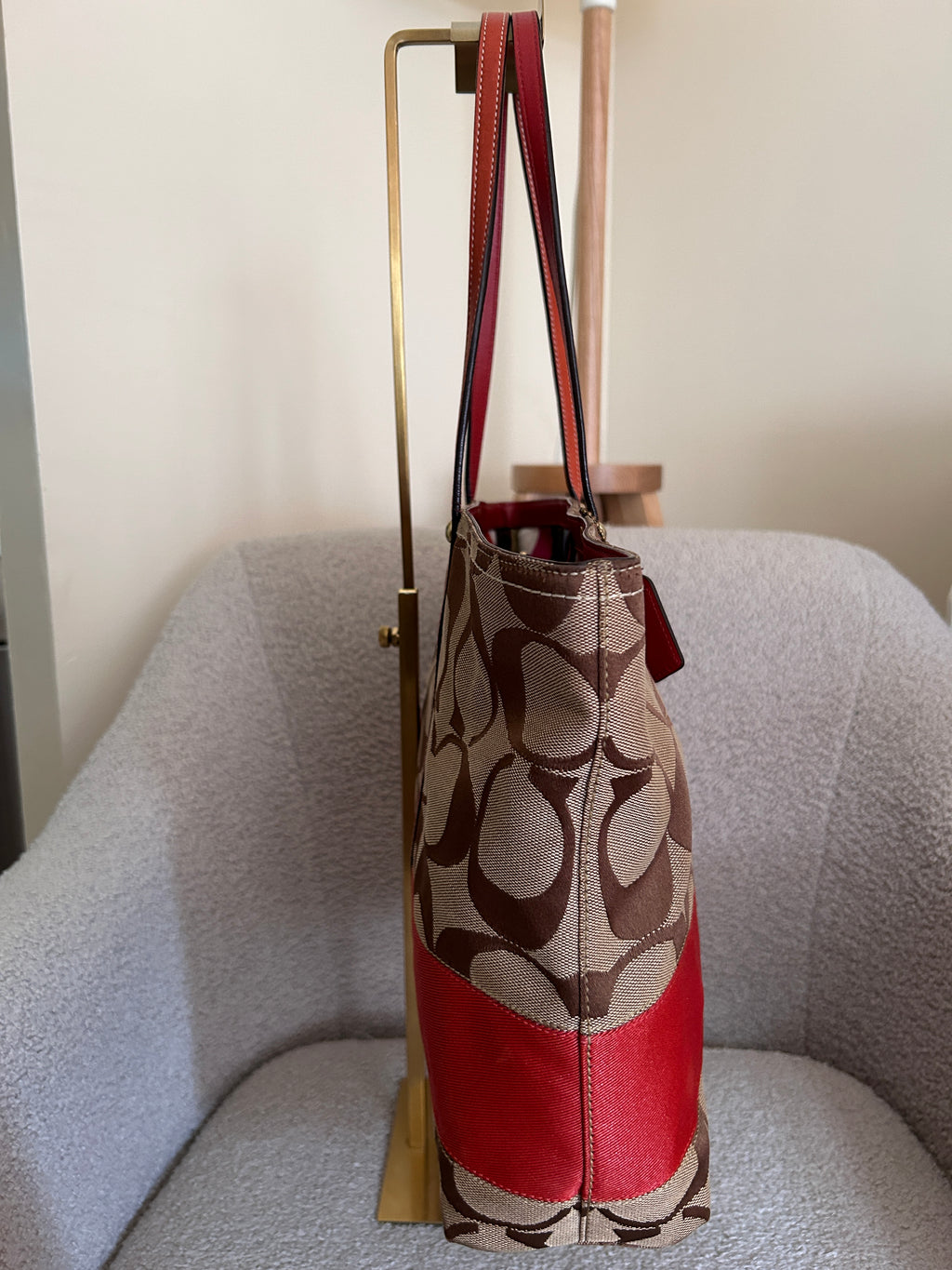 Vintage Coach Legacy red stripe tote shoulder bag