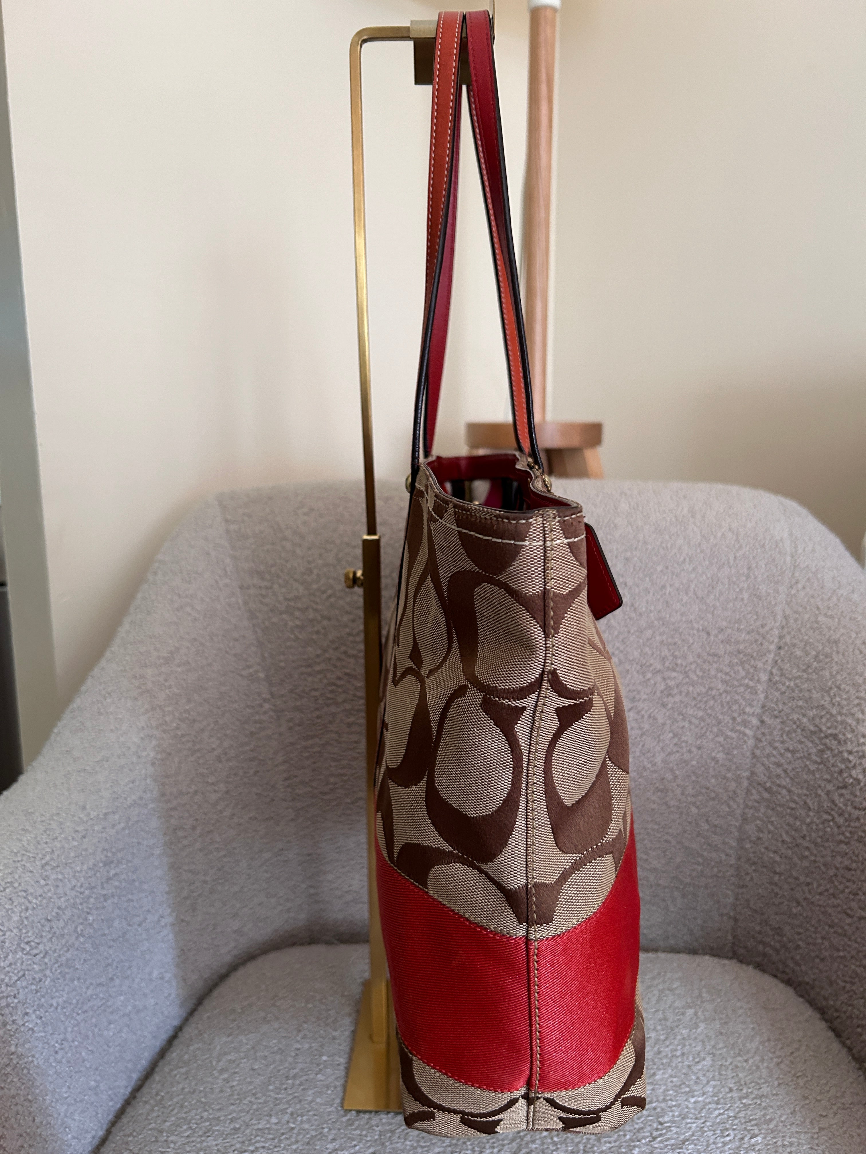 Vintage Coach Legacy red stripe tote shoulder bag