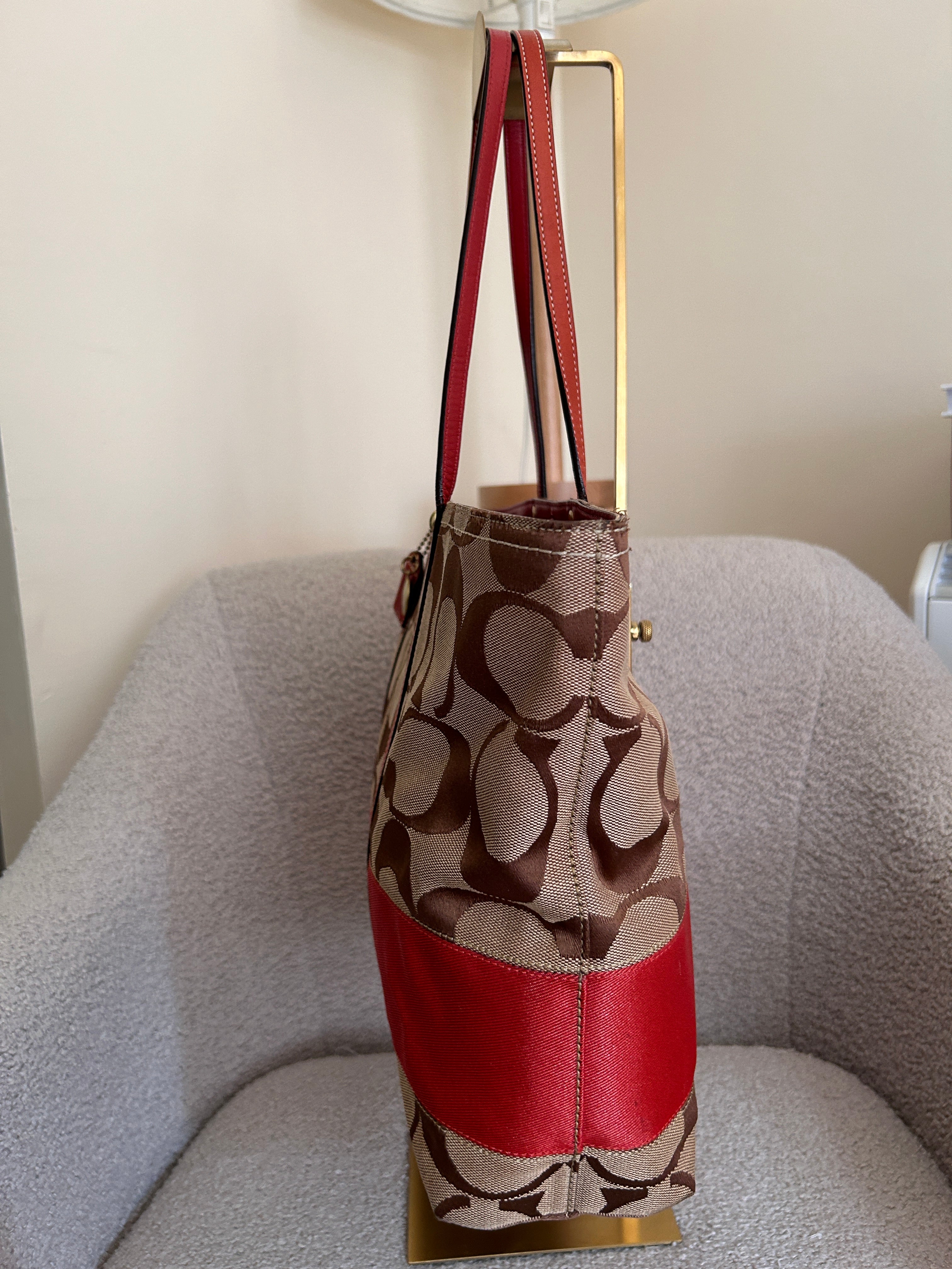 Vintage Coach Legacy red stripe tote shoulder bag