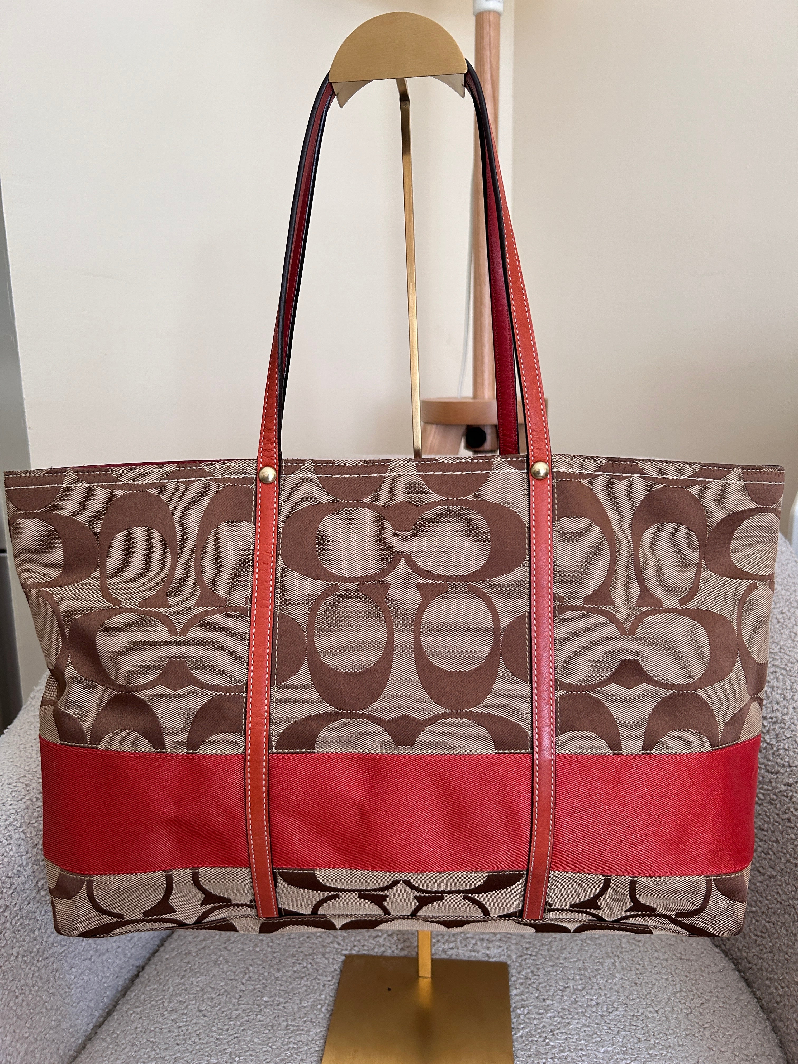 Vintage Coach Legacy red stripe tote shoulder bag