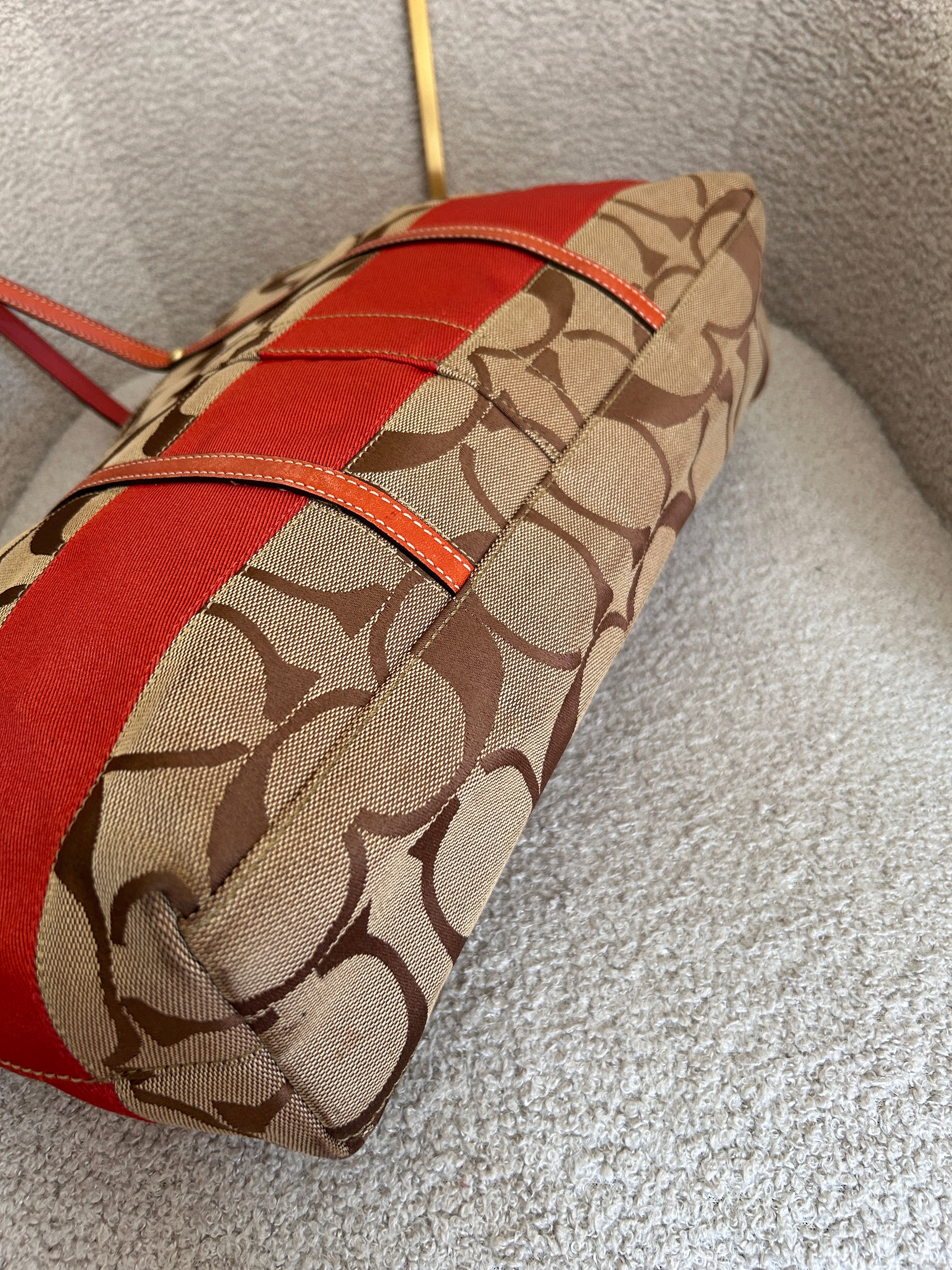Vintage Coach Legacy red stripe tote shoulder bag