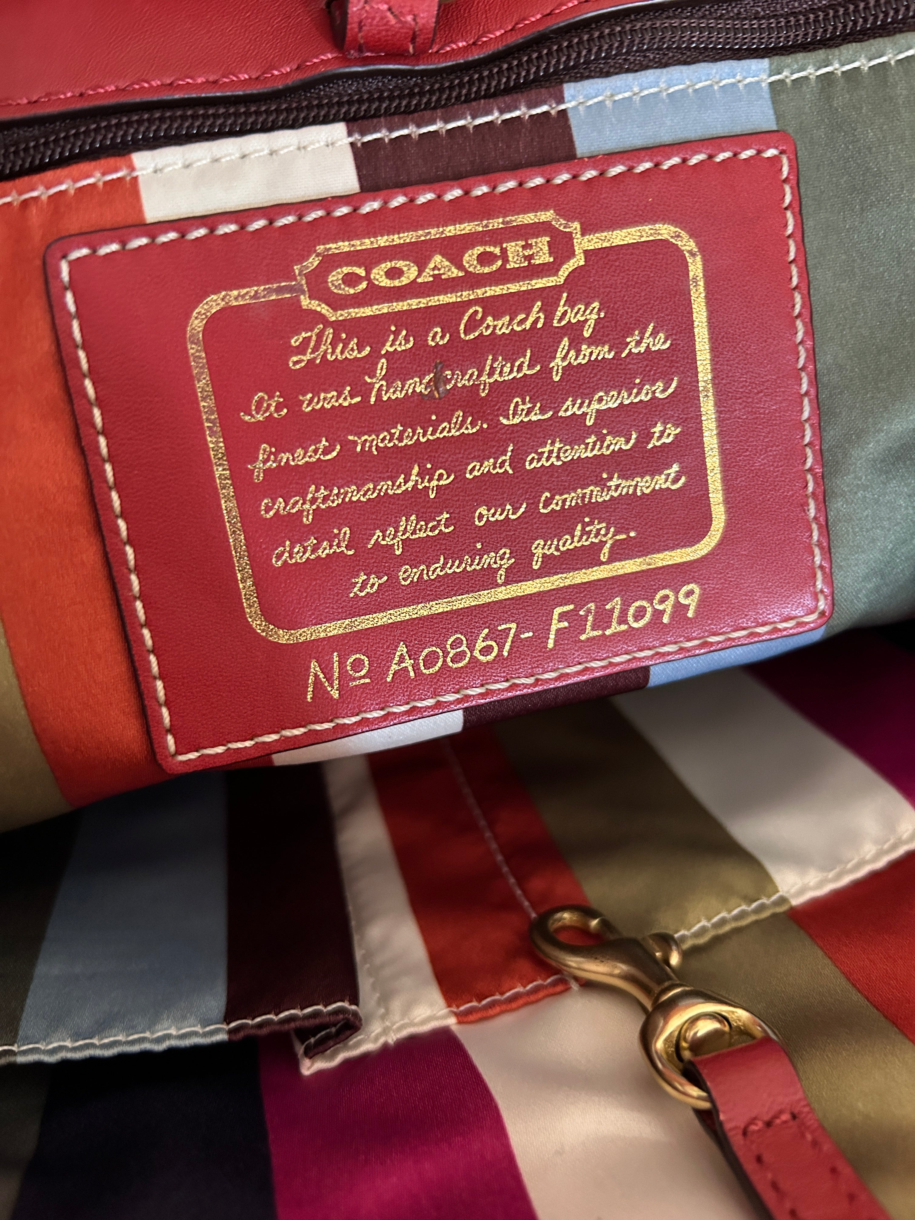 Vintage Coach Legacy red stripe tote shoulder bag